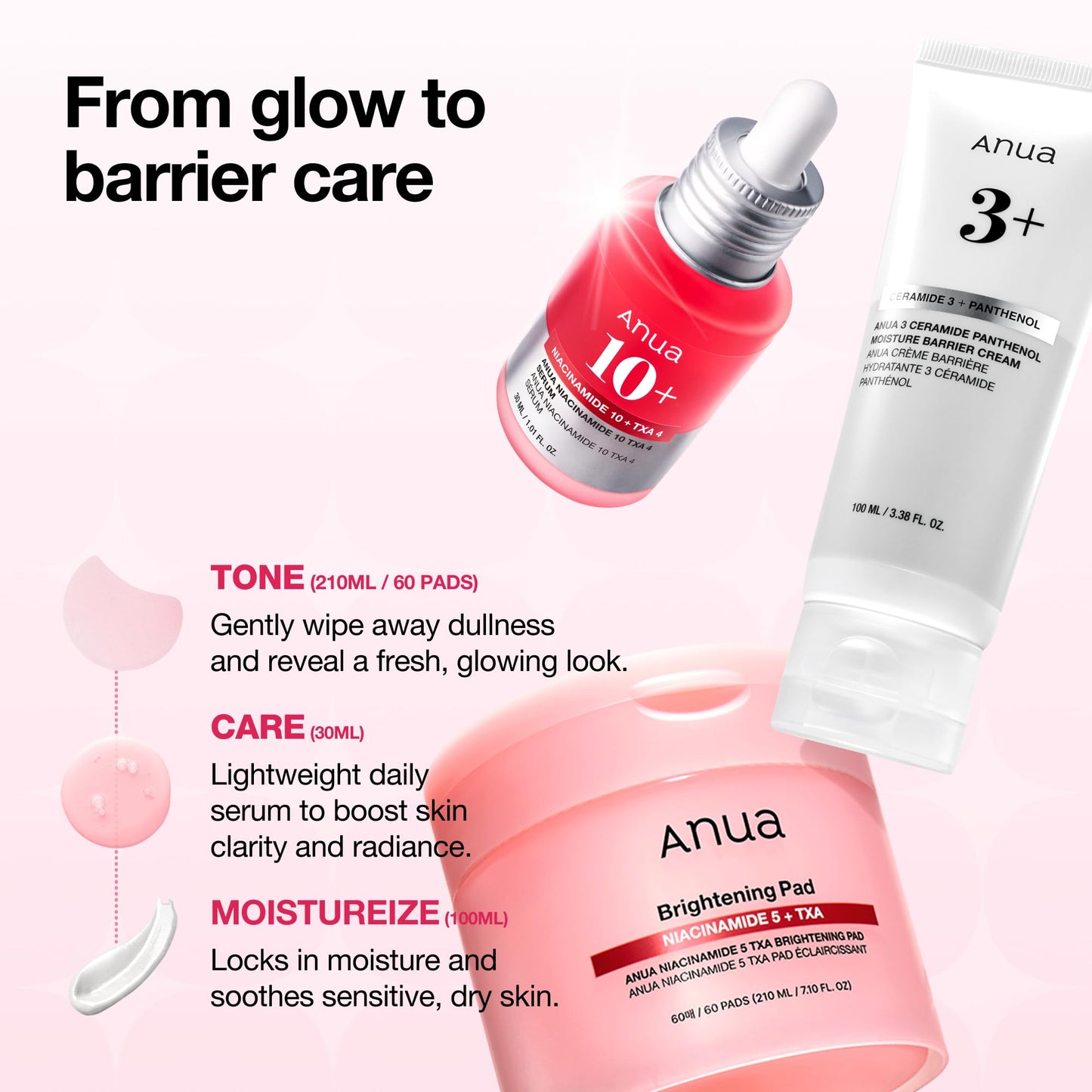 ANUA BRIGHTENING Niacinamide Skincare Routine Set (Amazon Exclusive Set), Niacinamide Serum & Toner Pad & Face Moisturizer, Skin clarity, Moisture barrier for Daily care, Korean Skincare Set - Medaid International