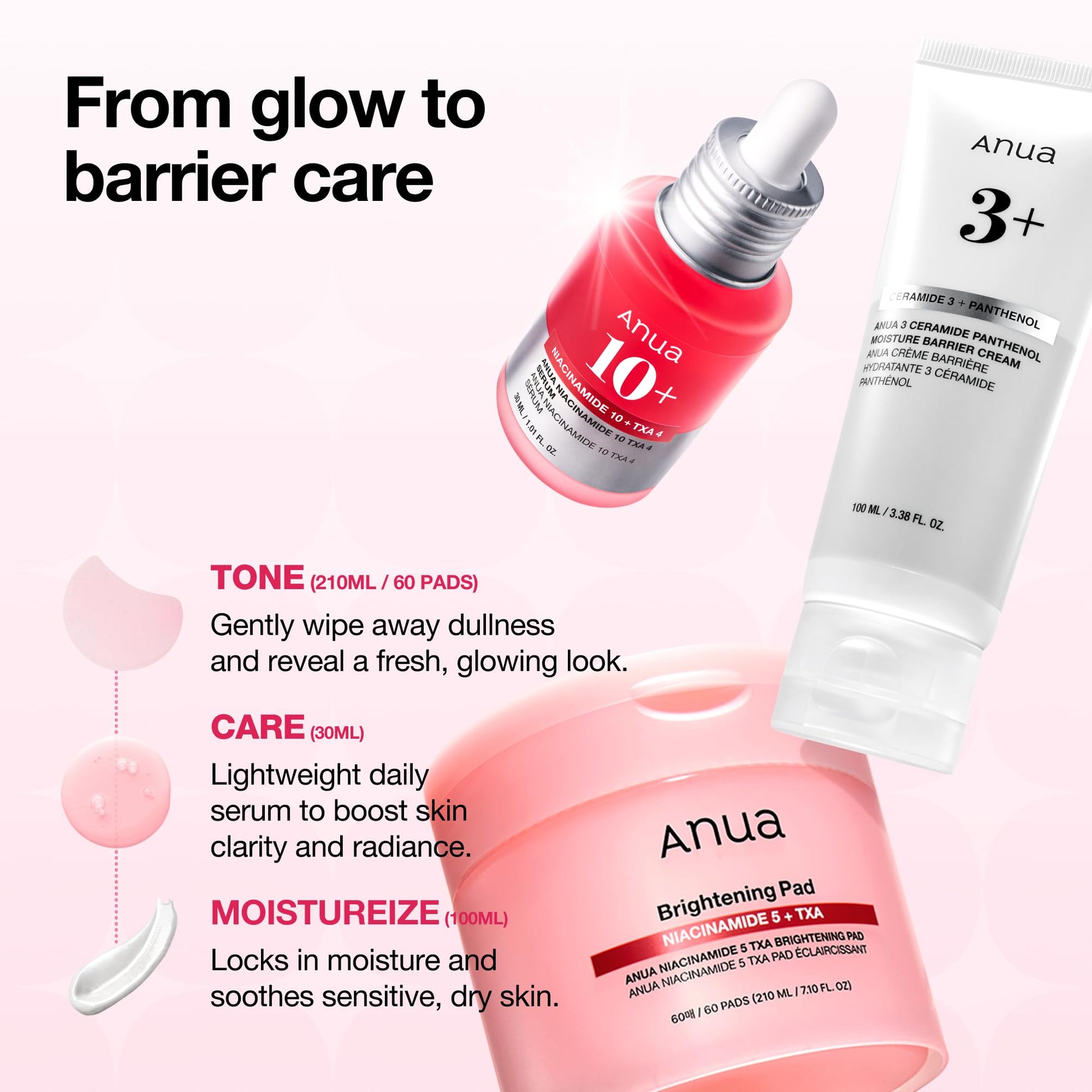ANUA BRIGHTENING Niacinamide Skincare Routine Set (Amazon Exclusive Set), Niacinamide Serum & Toner Pad & Face Moisturizer, Skin clarity, Moisture barrier for Daily care, Korean Skincare Set - Medaid International