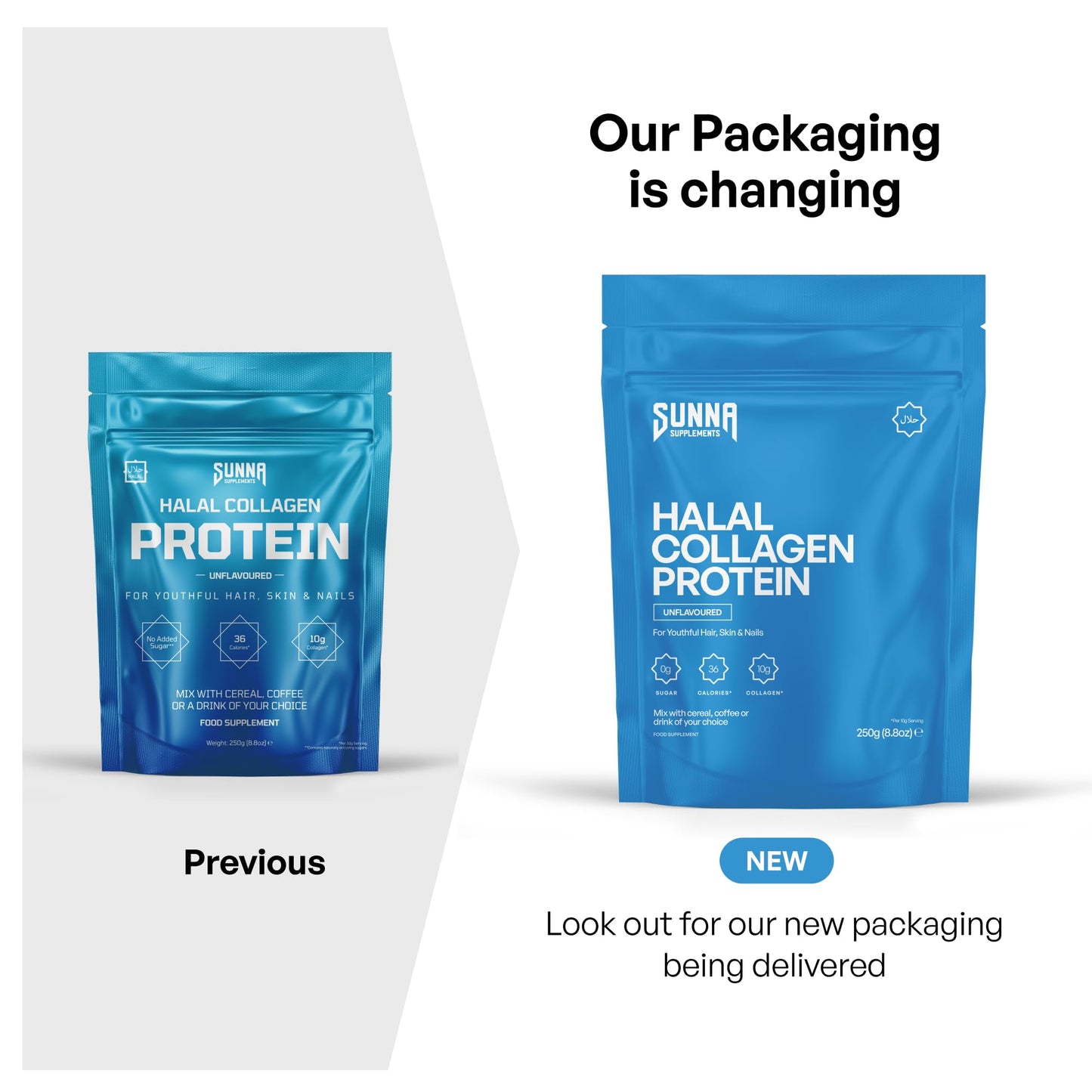 SUNNA SUPPLEMENTS - Halal Bovine Collagen Protein Powder for Hair Skin Nails and Joints - Type (I, III) Hydrolysed Premium Bovine Collagen Peptides for Women and Men | Gluten Free | Unflavoured - Medaid International