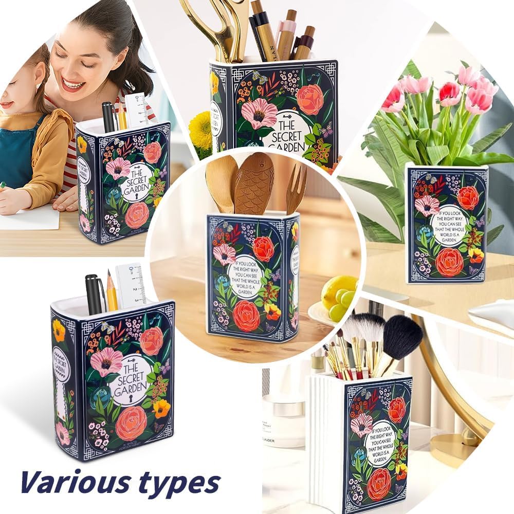 Terrifi Book Flower Vase, Ceramic Book-Shaped Decorative Small Vase For Home Decor, Cute Bookshelf Decoration, Creative Lovers, Modern And Office