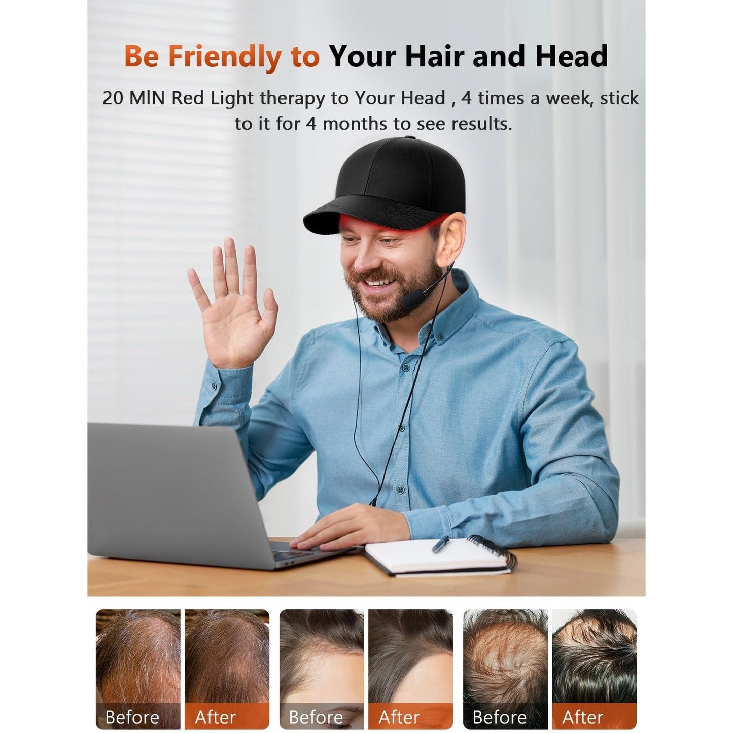RELEXNOW Red Light Hair Growth Cap (LP-RJVGRW-BLK) - Medaid International
