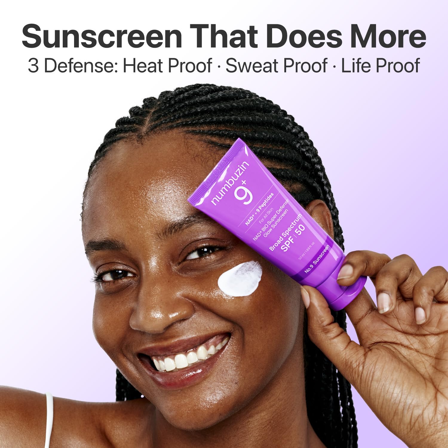 numbuzin No.9 Sunscreen | Super Defense Glow Sunscreen | Broad Spectrum SPF 50 | For All Skin Types & Skin Tones | Glowing, Dewy Finish, Water-Resistant | No White Cast, Korean Skincare | 1.69 fl. oz. - Medaid International