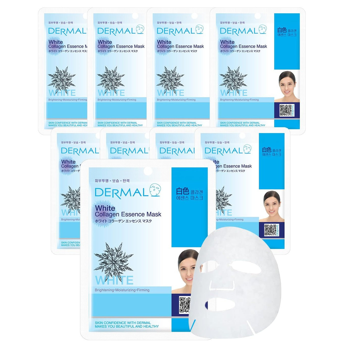 DERMAL White Collagen Essence Full Face Facial Mask Sheet 23g Pack of 10 - Medaid International
