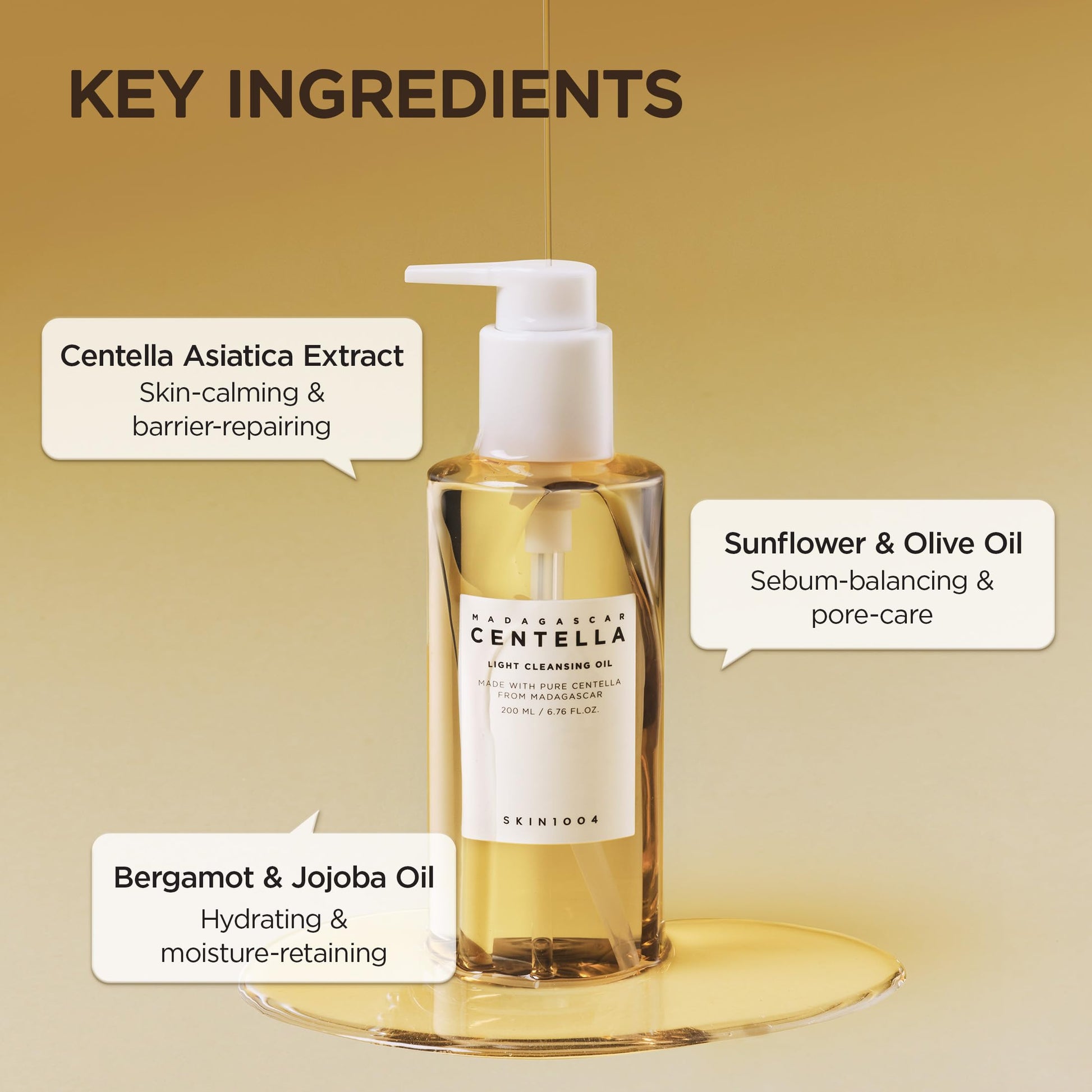 SKIN1004 Madagascar Centella Light Cleansing Oil 6.76 fl.oz, 200ml | Gentle Oil Cleanser for Face, Korean Facial Cleanser, Double Cleansing - Medaid International
