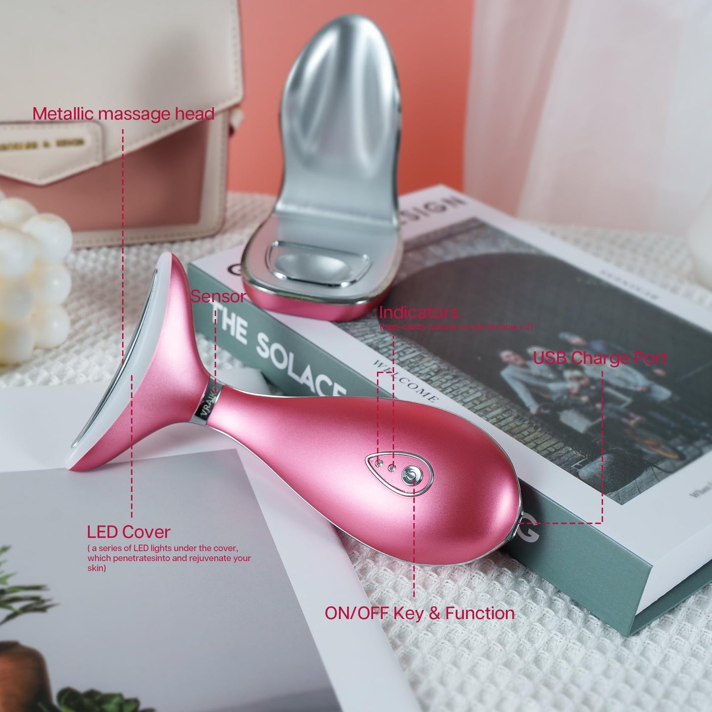 VRAIKO Lily Neck Face Massager, Face Sculpting Tool, 3-in-1 Facial Device with Thermal, Triple Action Care, for Enhanced Absorption Radiance Contouring Elasticity and Lymphatic Drainage (With Stand) - Medaid International