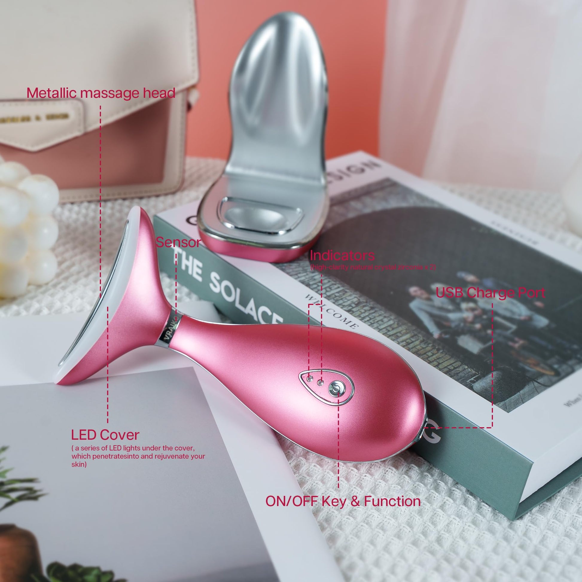 VRAIKO Lily Neck Face Massager, Face Sculpting Tool, 3-in-1 Facial Device with Thermal, Triple Action Care, for Enhanced Absorption Radiance Contouring Elasticity and Lymphatic Drainage (With Stand) - Medaid International