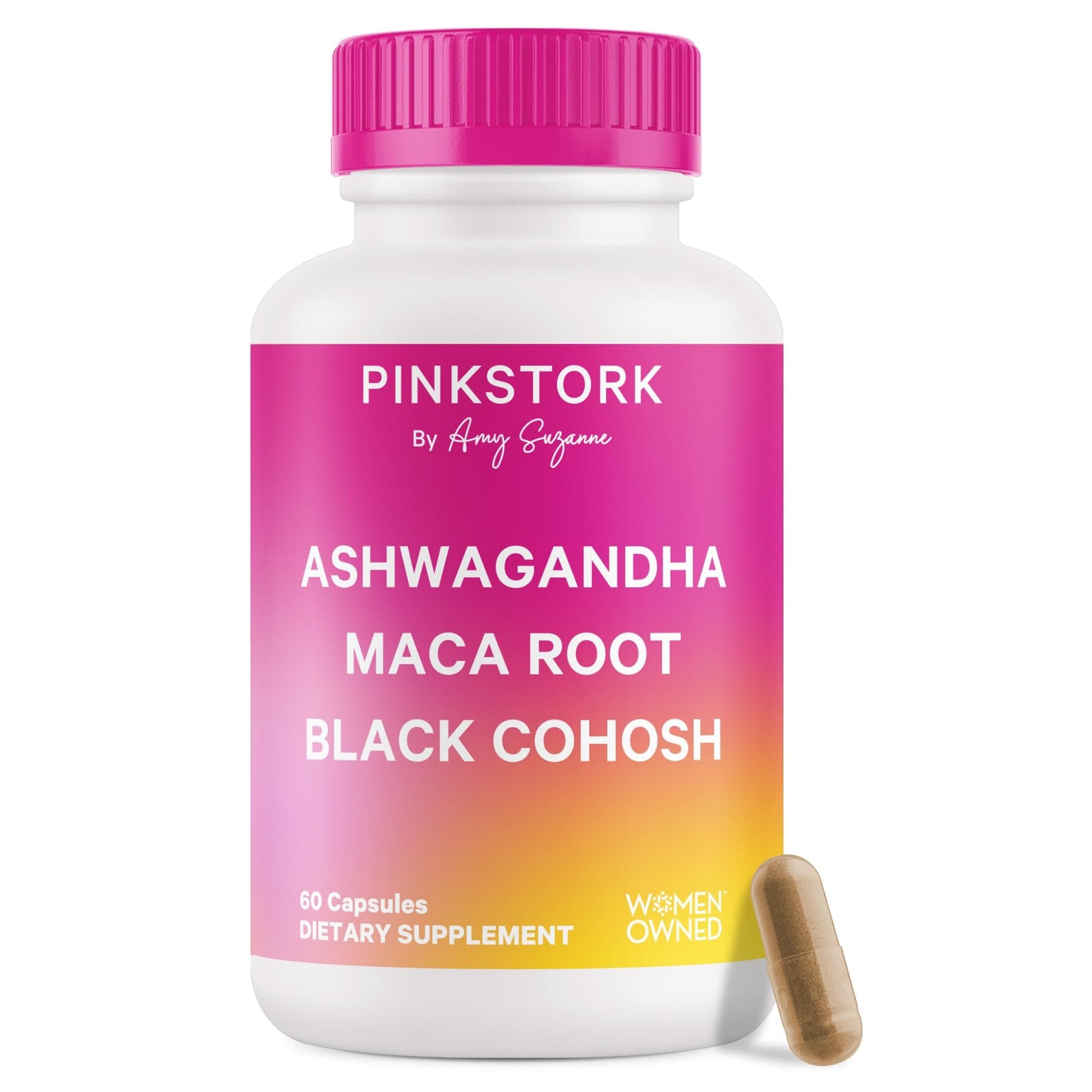 Pink Stork Ashwagandha, Maca Root & Black Cohosh Natural Perimenopause & Hormone Balance Supplement for Women – Mood, Stress, Adrenal, & Cortisol Support - 60 Capsules - Medaid International