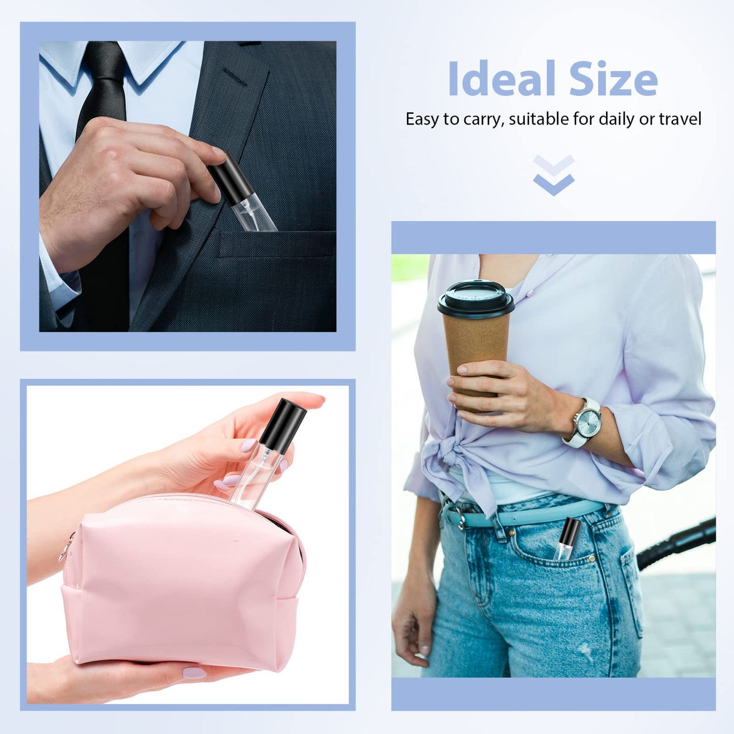 Yinder 25 Pcs 10 ml Glass Refillable Perfume Bottles Bulk Travel Empty Perfume Atomizer Sprayers Portable Spray Bottles Mini Sample Fragrance Containers, Black - Medaid International