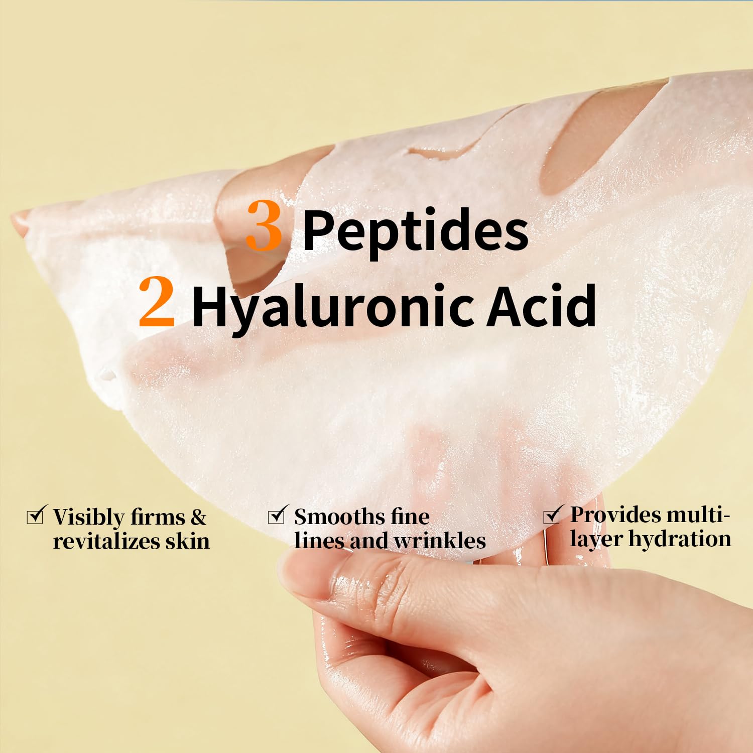 RAZUYEN Firming and Moisturizing Sheet Face Masks (Pack of 10) with Hyaluronic Acid and Peptides, Reduce Fine Lines and Wrinkles, Hydrating & Anti-Aging Spa Face Mask, Facial Skin Care - Medaid International