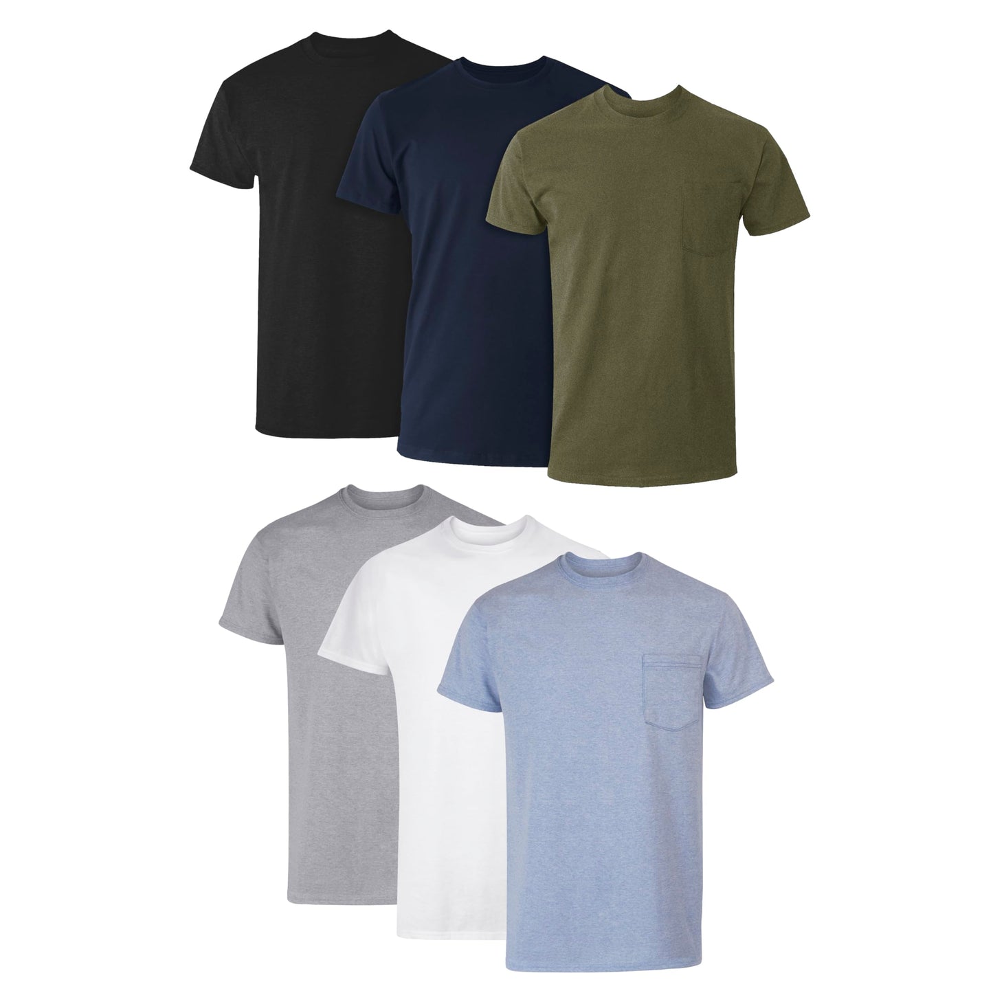 Hanes Men's Cotton Pocket T-Shirt, Moisture-Wicking with Odor Control, Assorted, 6-Pack - Medaid International