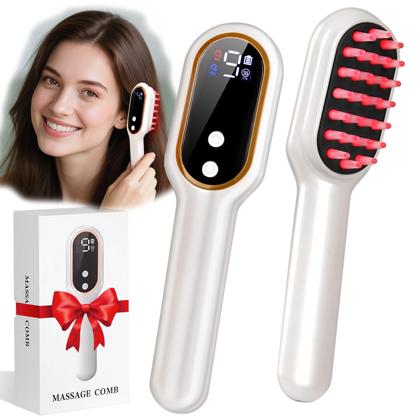 MERNUNUX Laser Therapy Hair Growth Comb, Electric Scalp Massager, Handheld Comb-Shaped Hair Regrowth Device for Hair Growth & Hair Care for Thicker, Healthier Hair - Medaid International
