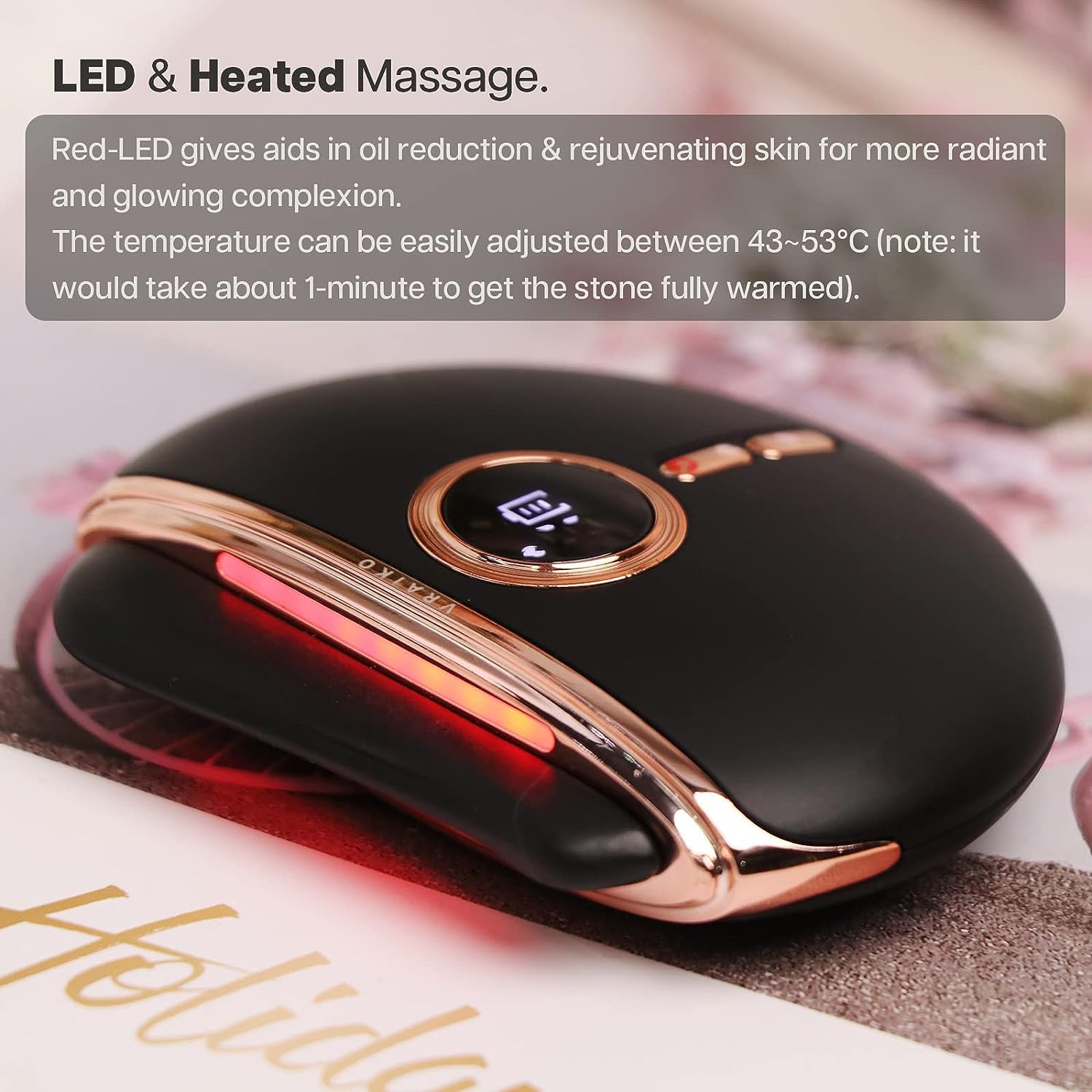 VRAIKO Eclipse Gua Sha Facial Tools, Electric Face Massager with 3-Level Heat & Vibration & 1000mAh Battery, Neck & Face Lift, Wrinkle and Puffiness Reduction - Medaid International