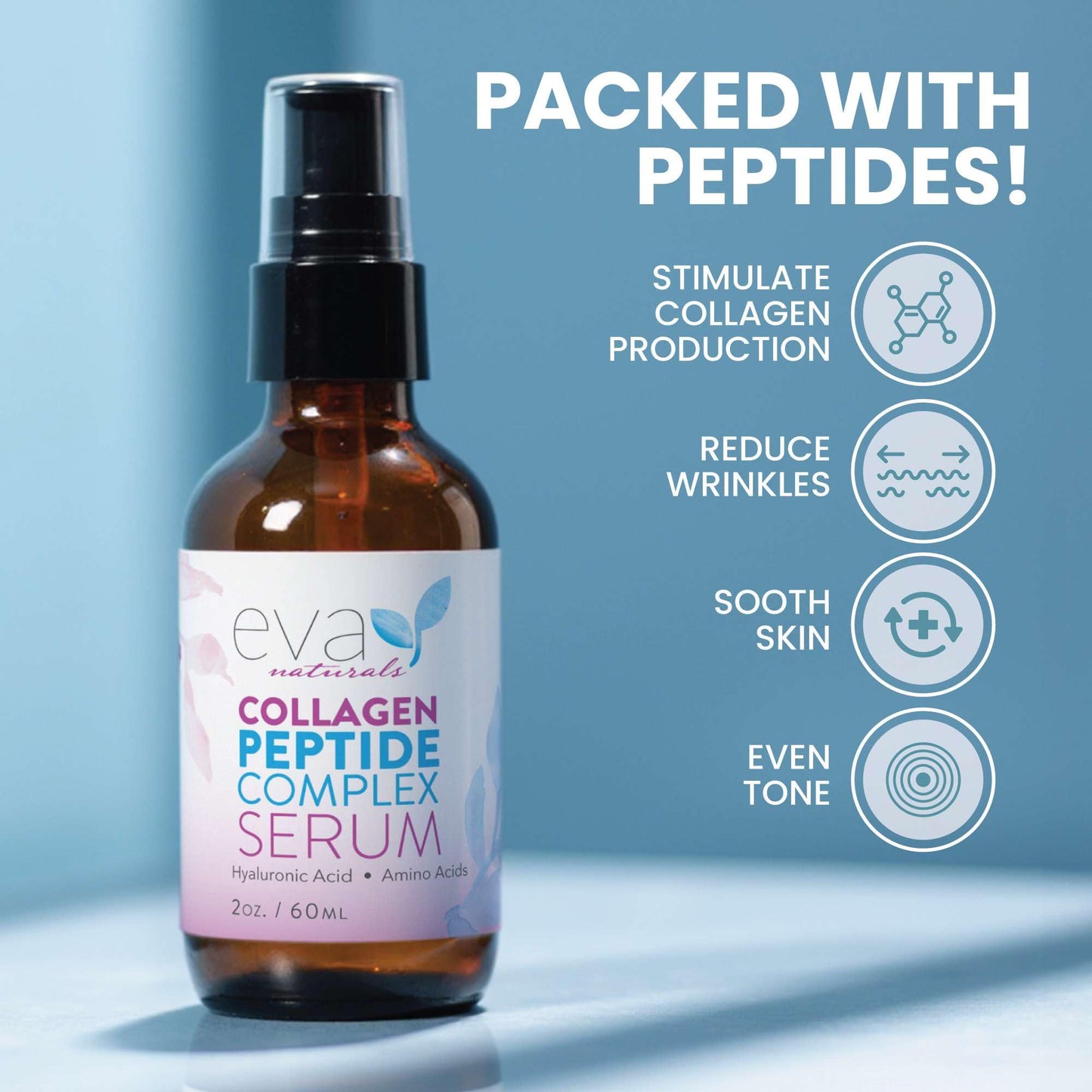 Collagen Peptide Serum for Face – Anti Aging Facial Treatment with Peptides & Hyaluronic Acid – Gentle Formula for Sensitive Skin, Microneedling Pen, Derma Roller, Skin Firming & Hydrating (2 Oz) - Medaid International