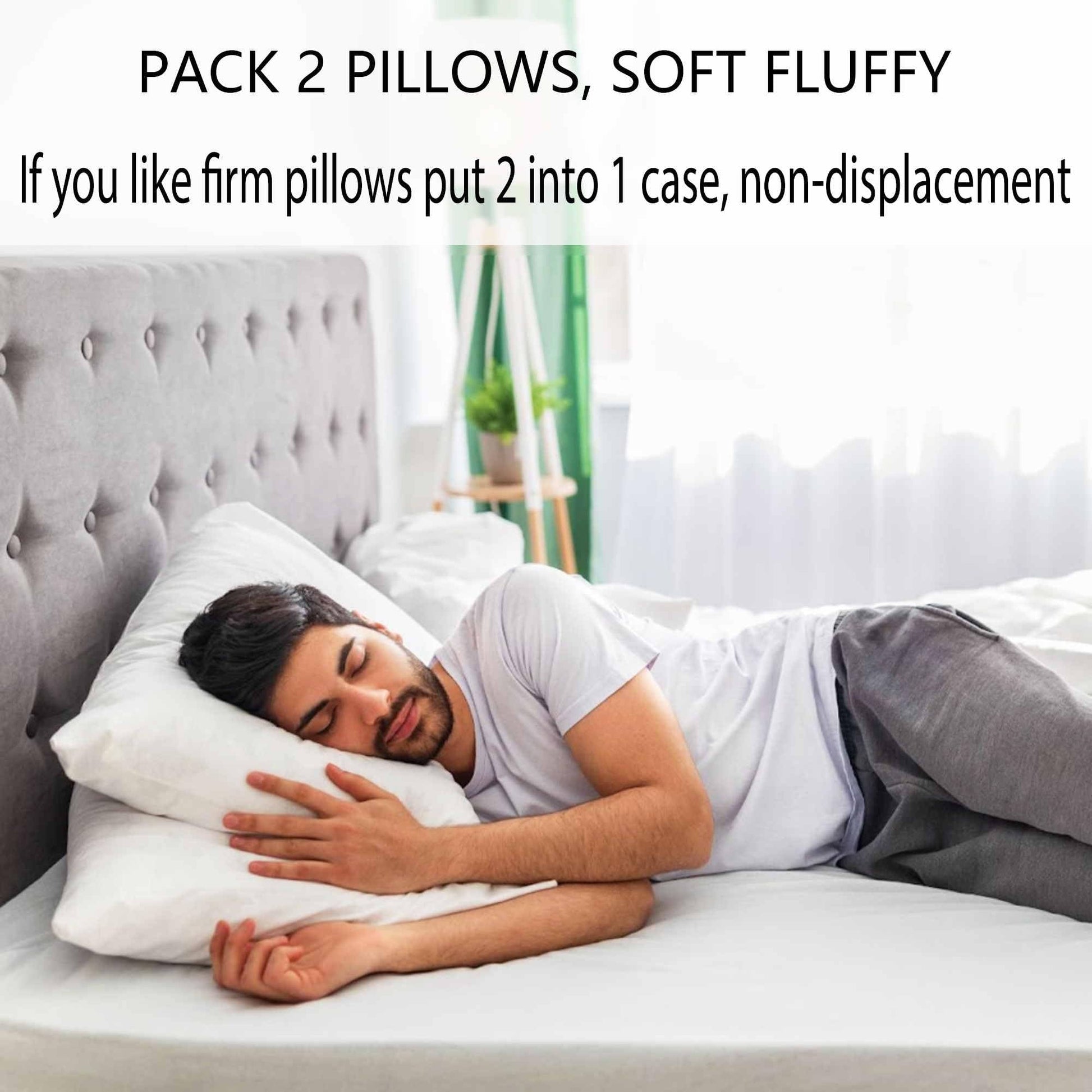 Ultra Thin Flat Soft Bed Pillows Standard Size Set of 2 Pack for Sleeping 20"x26", Hypoallergenic Skin Friendly Machine Washable - Medaid International