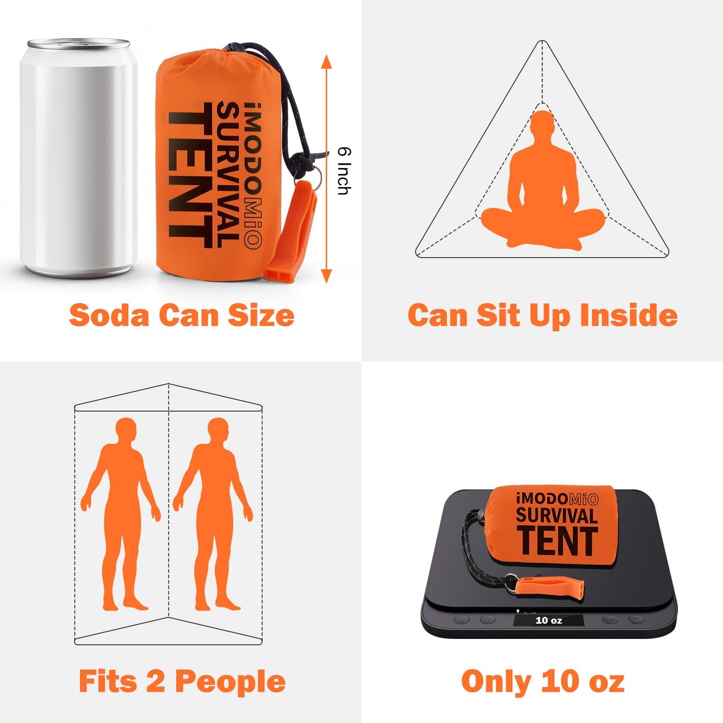 Life Emergency Tent Survival Shelter - 2 Person Mylar Emergency Shelter Tube Tent with Emergency Whistle & Paracord, All-Weather Survival Gear for Camping, Hiking & Survival Kits