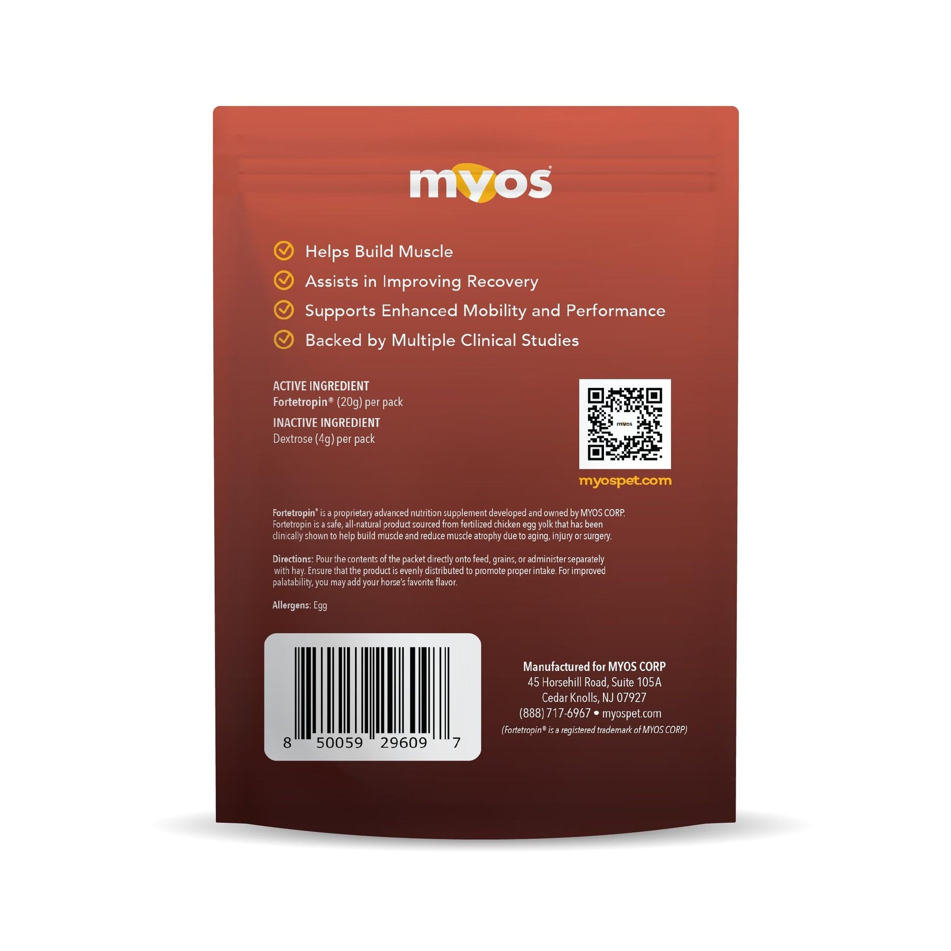 MYOS Equine Muscle Formula - 60 Servings Bucket with Individual Serving Paks - Medaid International