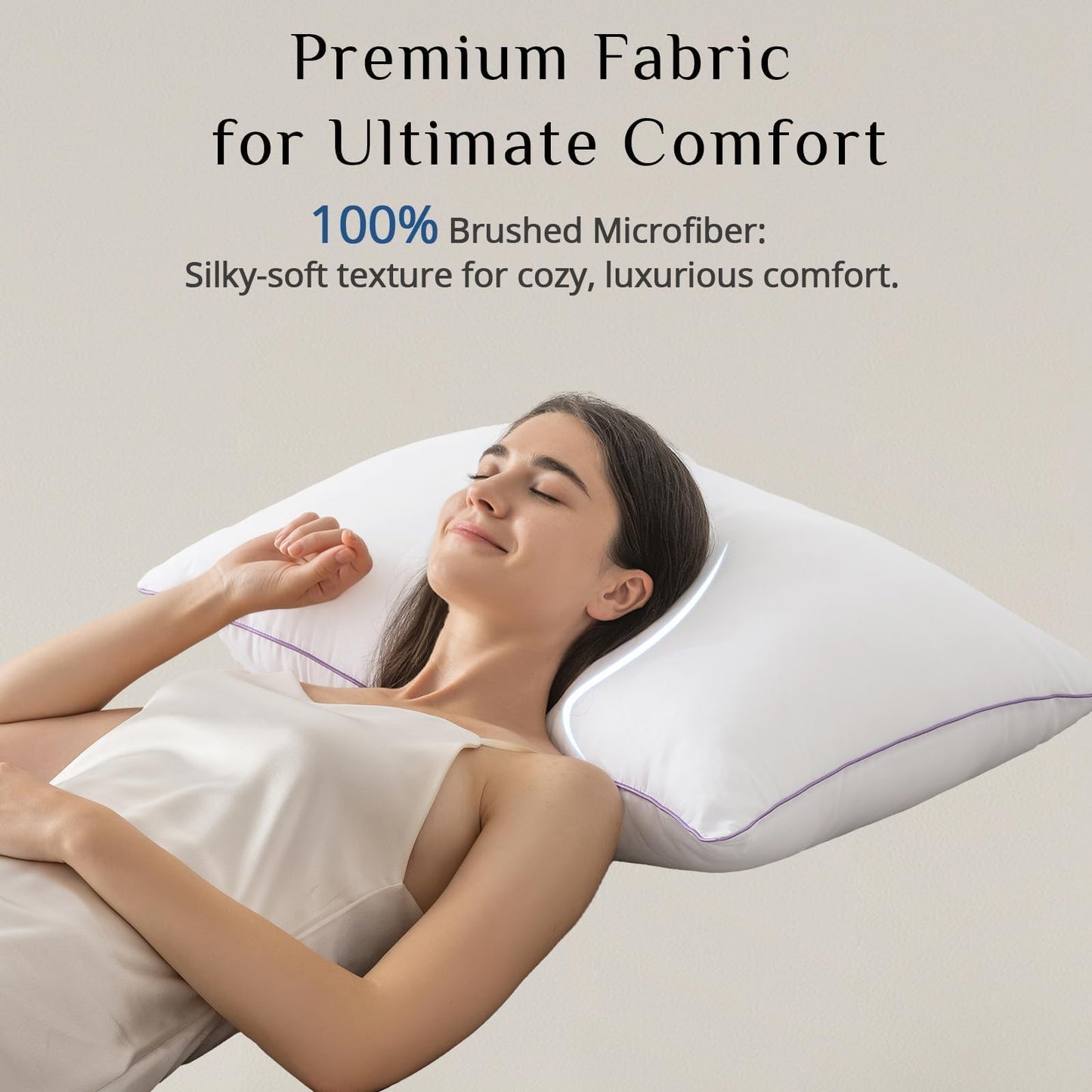 JOLLYVOGUE Pillows Queen Size Set of 2, Medium Supportive Bed Pillows with Super Soft Down Alternative Fill, Luxury Fluffy Hotel Quality for Side, Back, and Stomach Sleepers - Medaid International