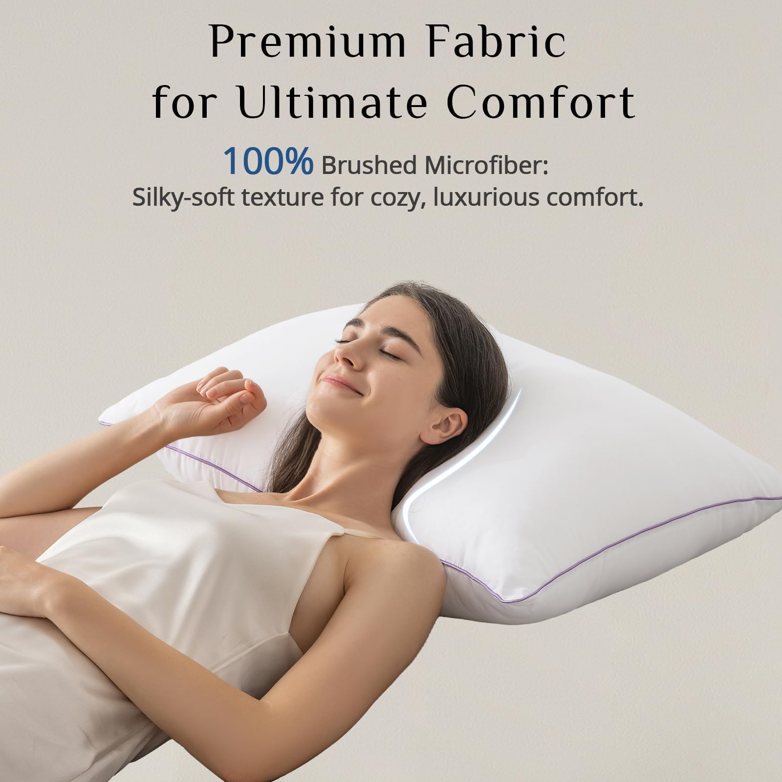 JOLLYVOGUE Pillows Queen Size Set of 2, Medium Supportive Bed Pillows with Super Soft Down Alternative Fill, Luxury Fluffy Hotel Quality for Side, Back, and Stomach Sleepers - Medaid International