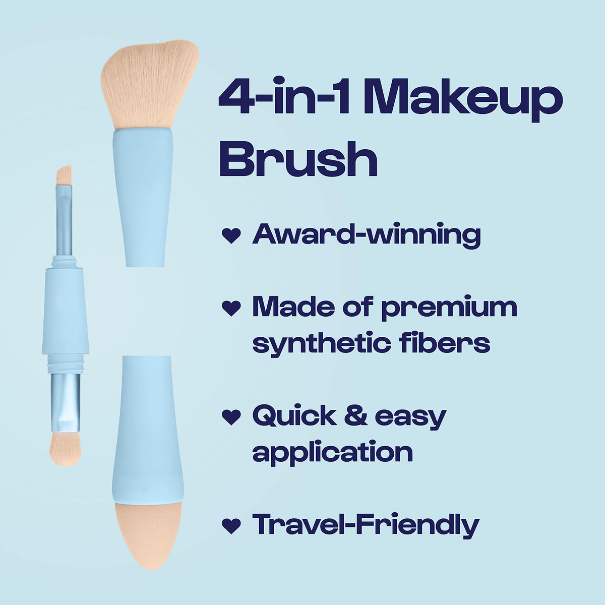 TERRIFI 4 in 1 Makeup Brush Set, Eyeshadow, Eyebrow, Liner & Blush Blending Brush, Dual-Ended Travel Makeup Brushes, Suitable for Powder and Liquid Make up