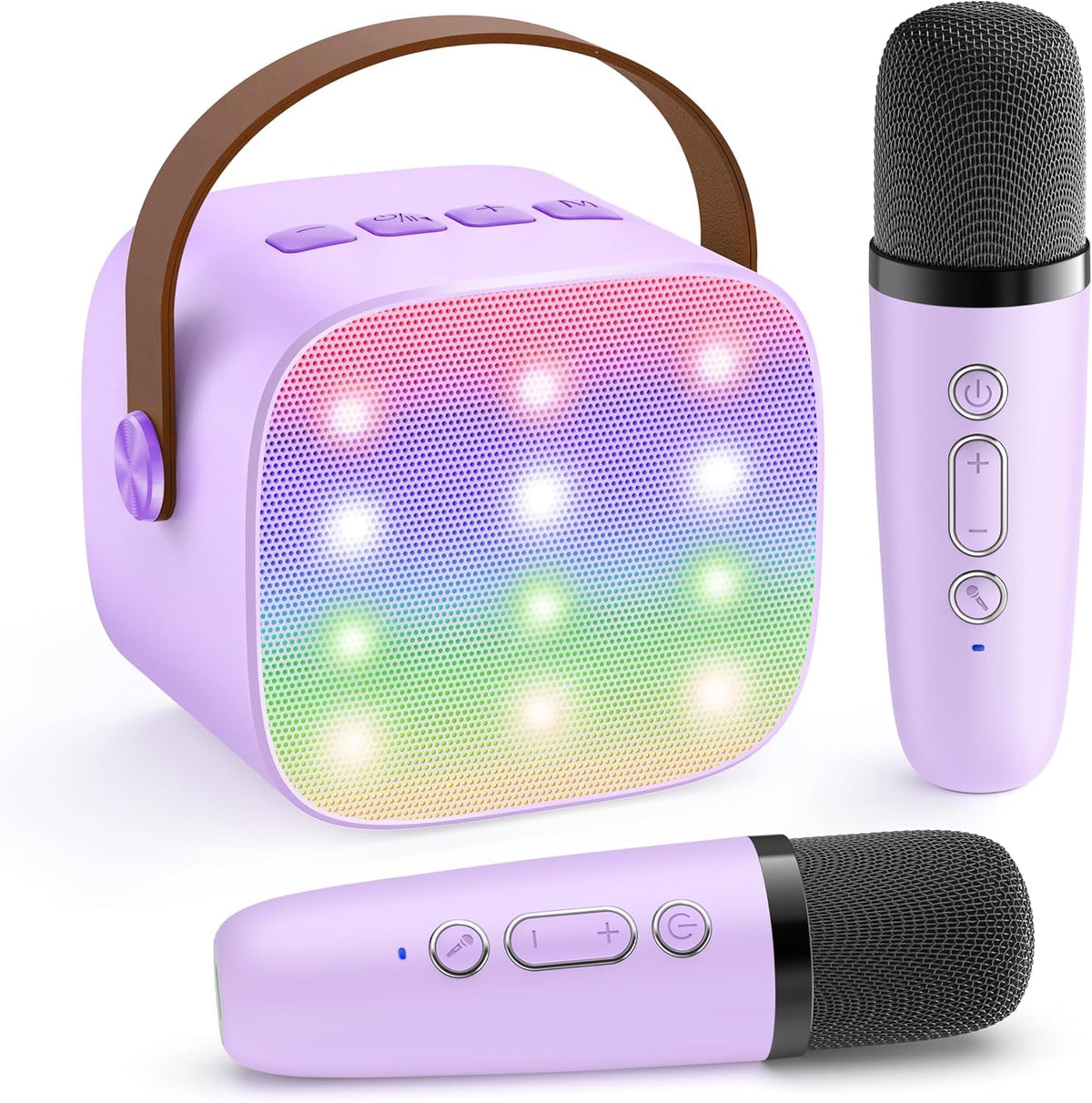 Karaoke Machine for Kids, Portable Bluetooth Speaker with 2 Wireless Microphones,18 Pre-Loaded Songs, Birthday for 3 4 5 6 7 8 + Year Old Boys Toys - MULTICOLOR