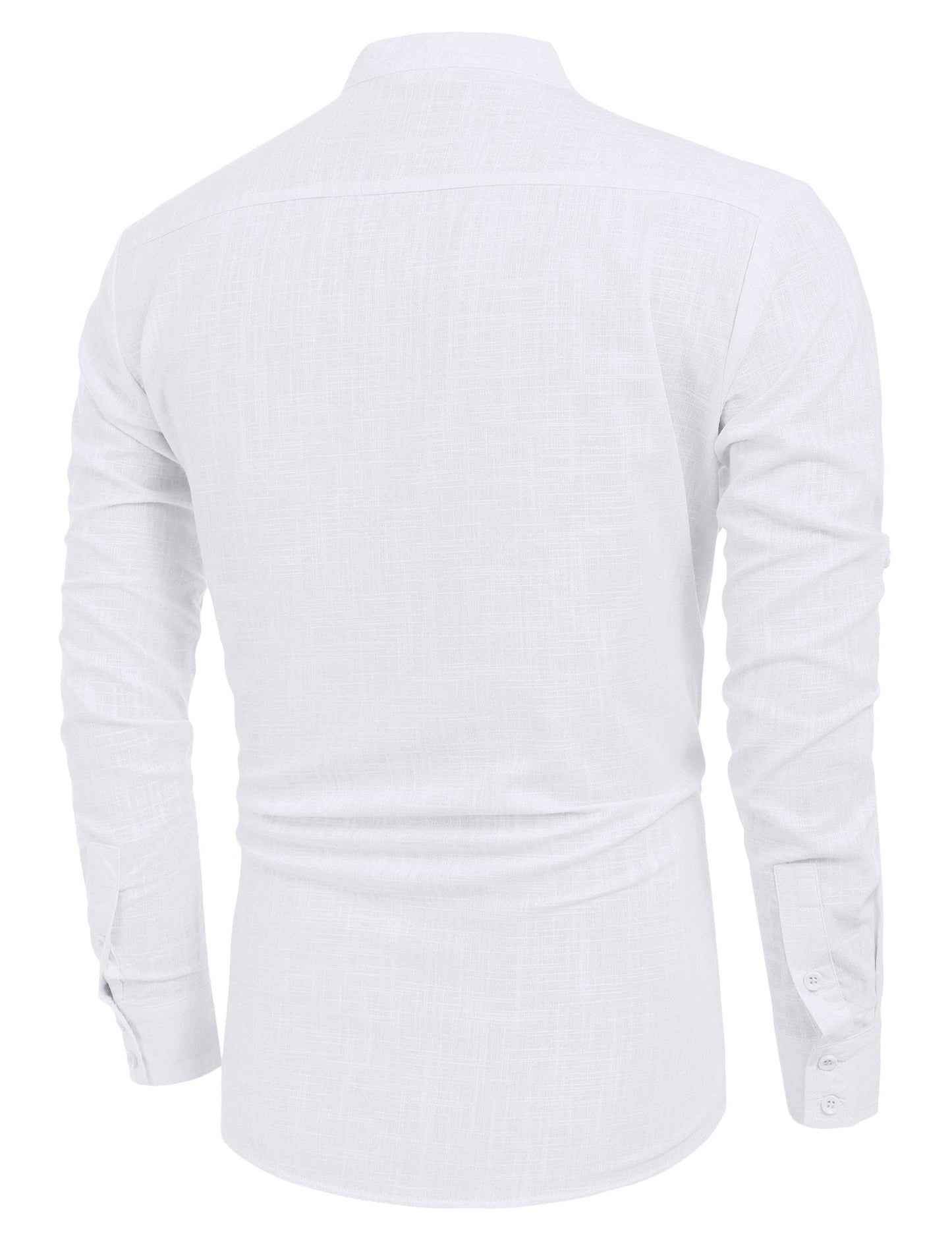 COOFANDY Men's Cotton Linen Henley T-Shirt Long Sleeve Hippie Casual Beach Tops - Medaid International