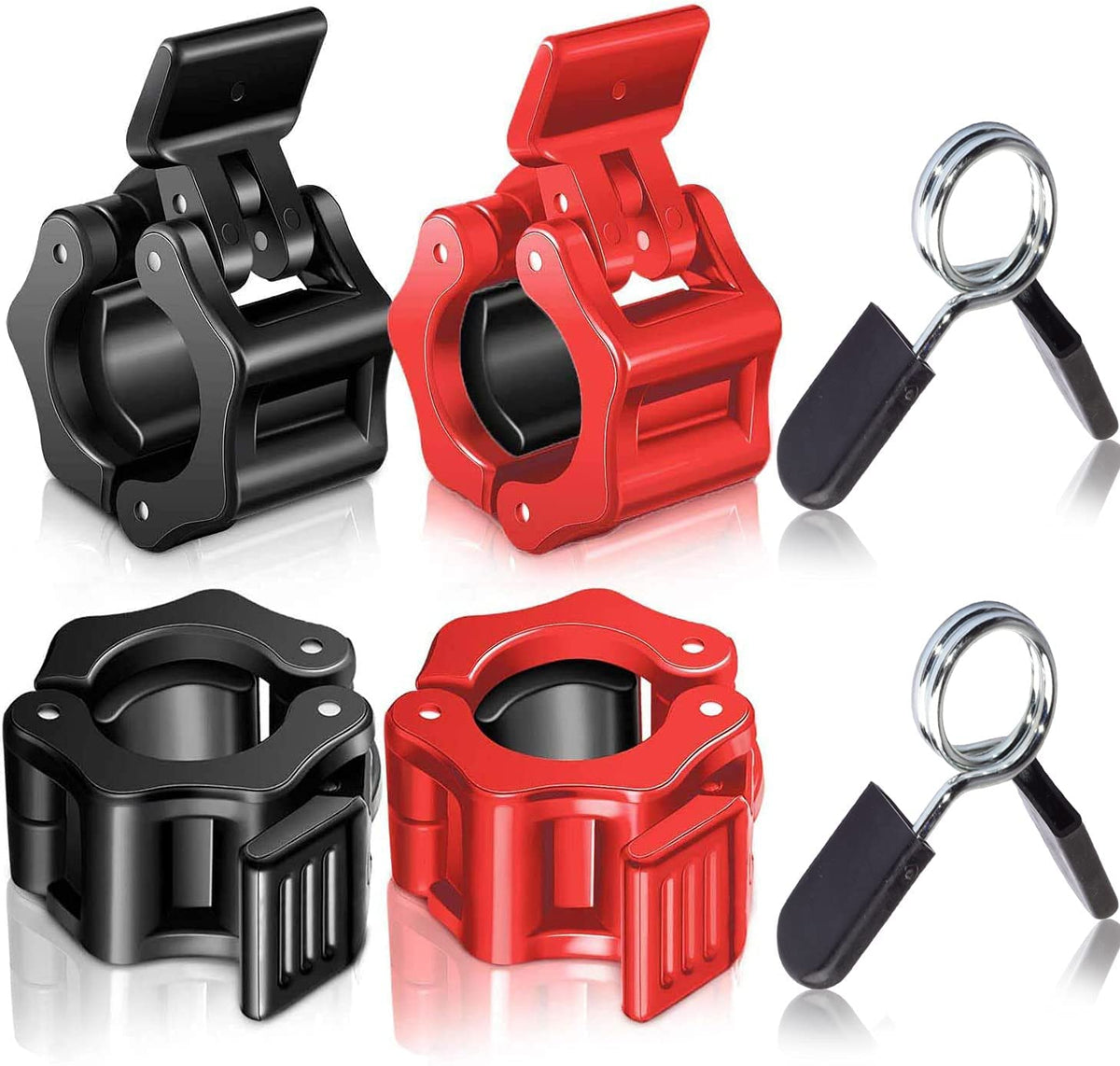TERRIFI Barbell Clamps Set 6 Pcs,4 Pcs Barbell Clamps 1 Inch Quick Release Dumbbell Lock Clips with 2 Pcs Exercise Barbell Spring Clips, Weight Clips for Weightlifting, Workout, Strength Training