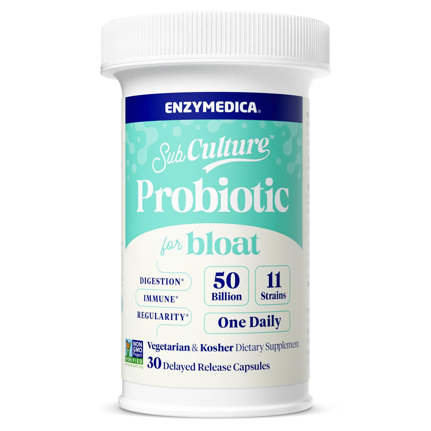 Enzymedica SubCulture Probiotics for Gas & Bloating, 50 Billion CFU, Supports Immune & Digestive Health, Regularity & Gut Flora, 30 Count - Medaid International