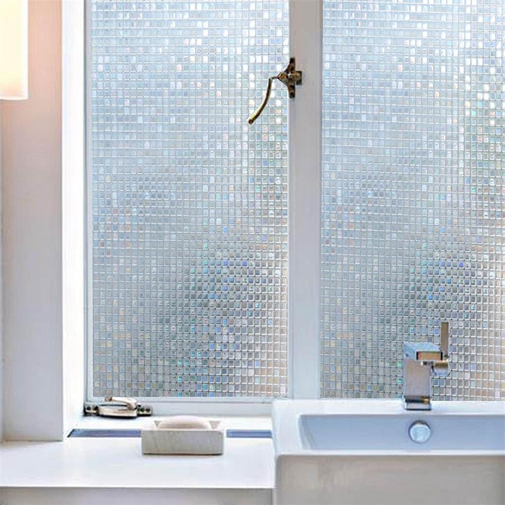 Arthome 3D Mosaic Window Film, 17.5x78.7 inch Privacy Film Static Cling Film, No Glue Self Adhesive Anti UV Window Sticker,Removable Rainbow Window Tint Film for Home Office - Medaid International