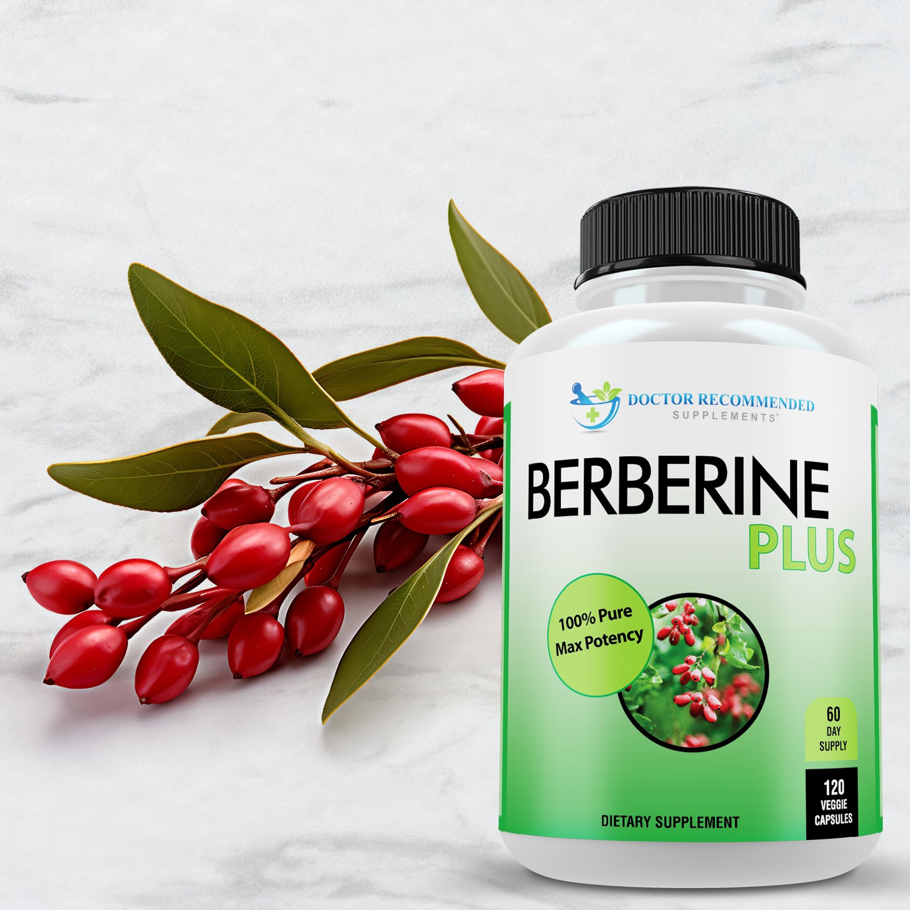 DOCTOR RECOMMENDED SUPPLEMENTS Berberine Plus 1200mg Per Serving - 120 Veggie Capsules with Royal Jelly - Medaid International