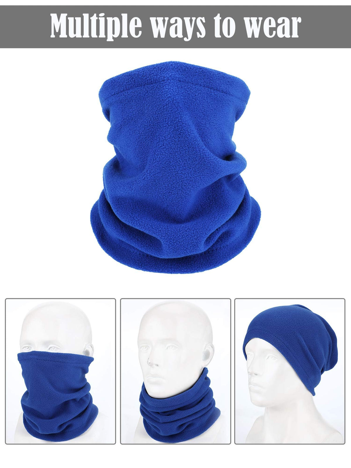 KASTWAVE 4 Pieces Winter Neck Warmers Fleece Gaiter Windproof Face Covering