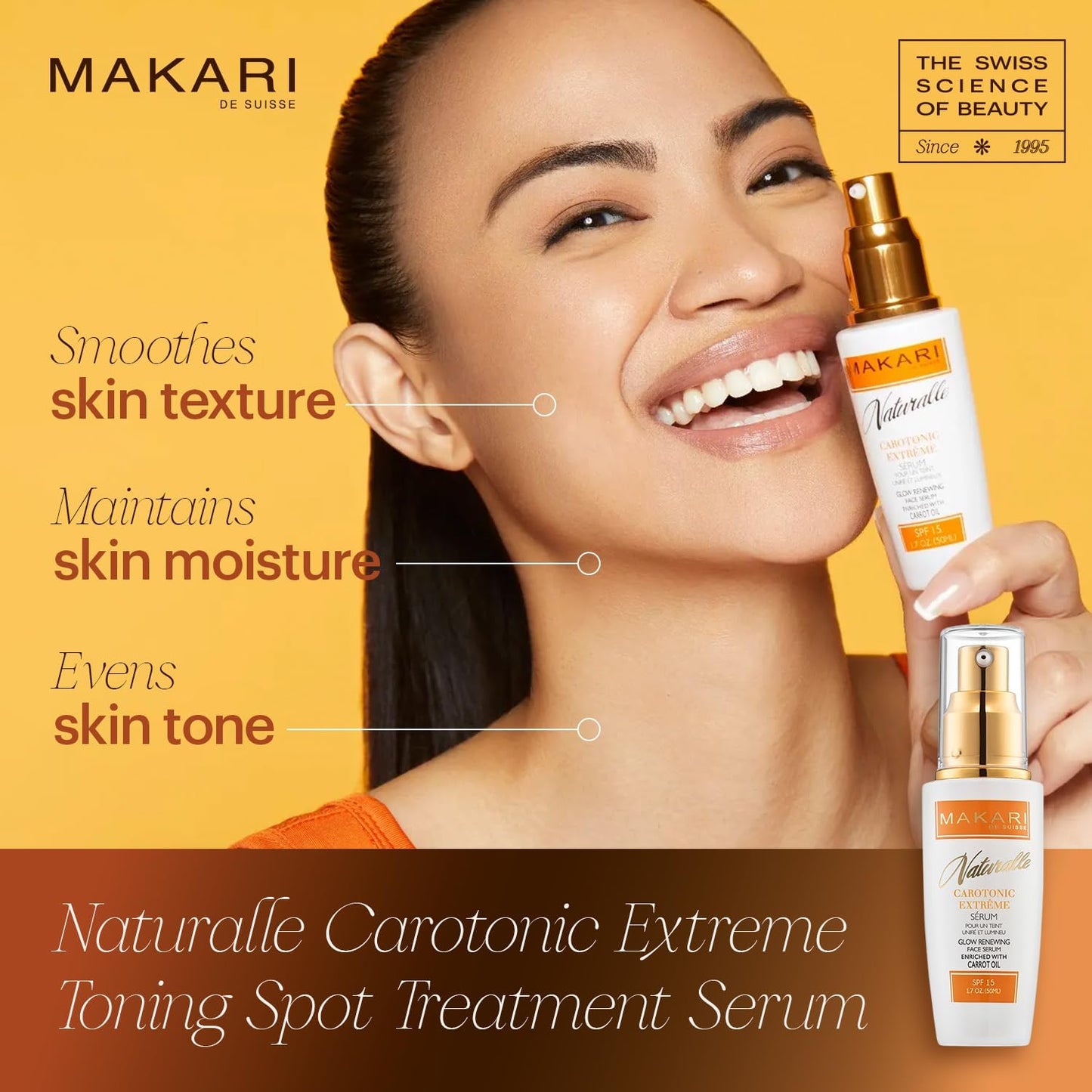 Makari Naturalle Carotonic Extreme Brightening Serum SPF15 (1.7 Oz) 2 Pack, Helps Heal Blemishes, Scars and Imperfections | Brightens, Smoothens, & Gives Antioxidant Protection - Medaid International