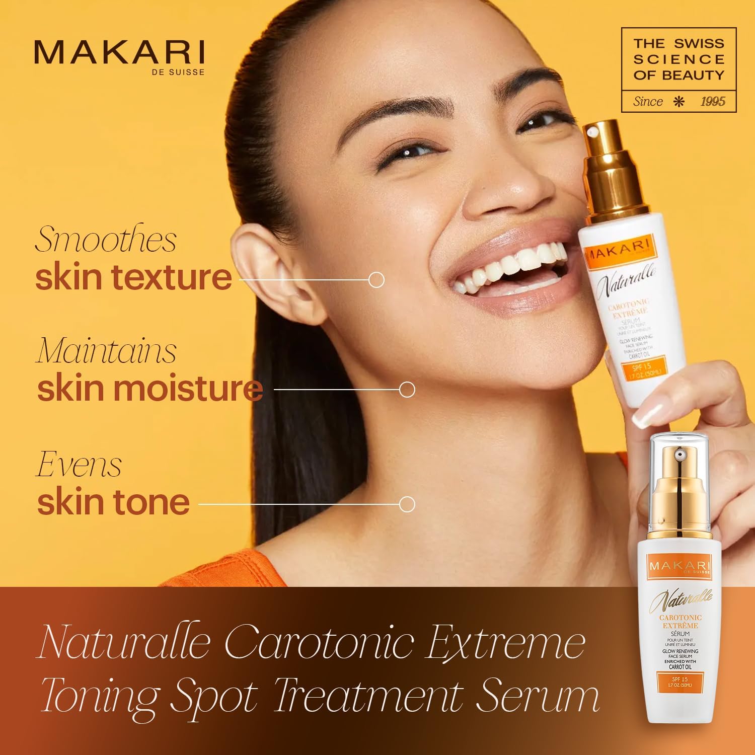 Makari Naturalle Carotonic Extreme Brightening Serum SPF15 (1.7 Oz) 2 Pack, Helps Heal Blemishes, Scars and Imperfections | Brightens, Smoothens, & Gives Antioxidant Protection - Medaid International