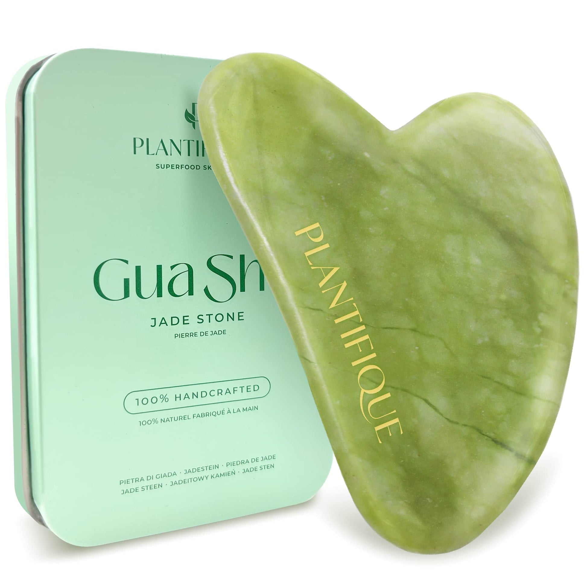 PLANTIFIQUE Gua Sha Facial Tools | Gifts | Massage Tool | Jawline Sculptor | Face Sculpting Tool for Your Skin Care Routine | Jade Guasha - Medaid International
