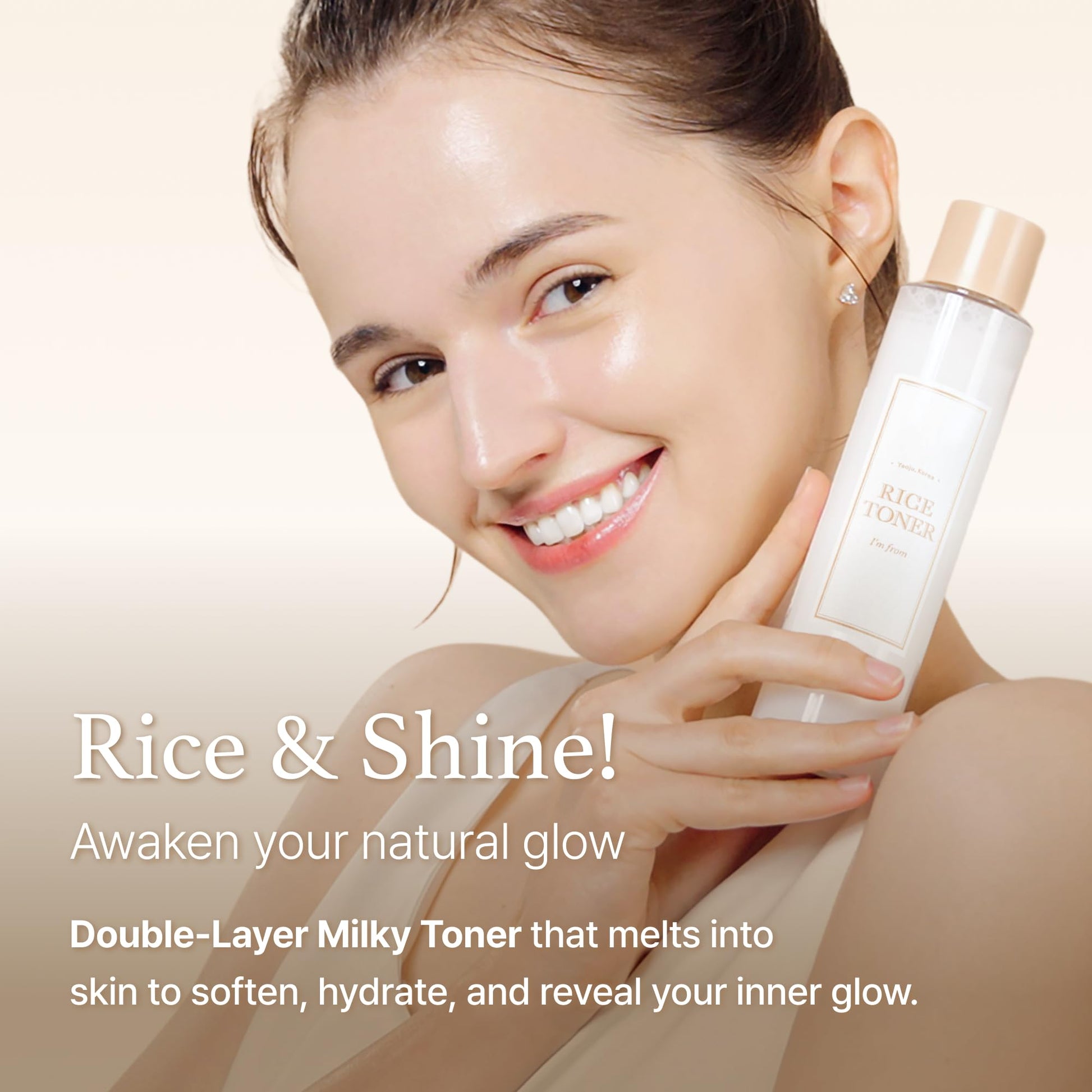 I'm from Rice Toner, Milky Toner for Glowing Skin, Korean Rice, Glow Essence with Niacinamide, Hydrating for Dry, Dull, Combination Skin, Vegan, Fragrance Free, Glass Skin 5.07 Fl Oz - Medaid International