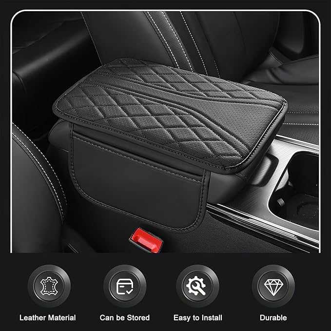 Universal Car Armrest Cover – Anti-Slip Leather Protector