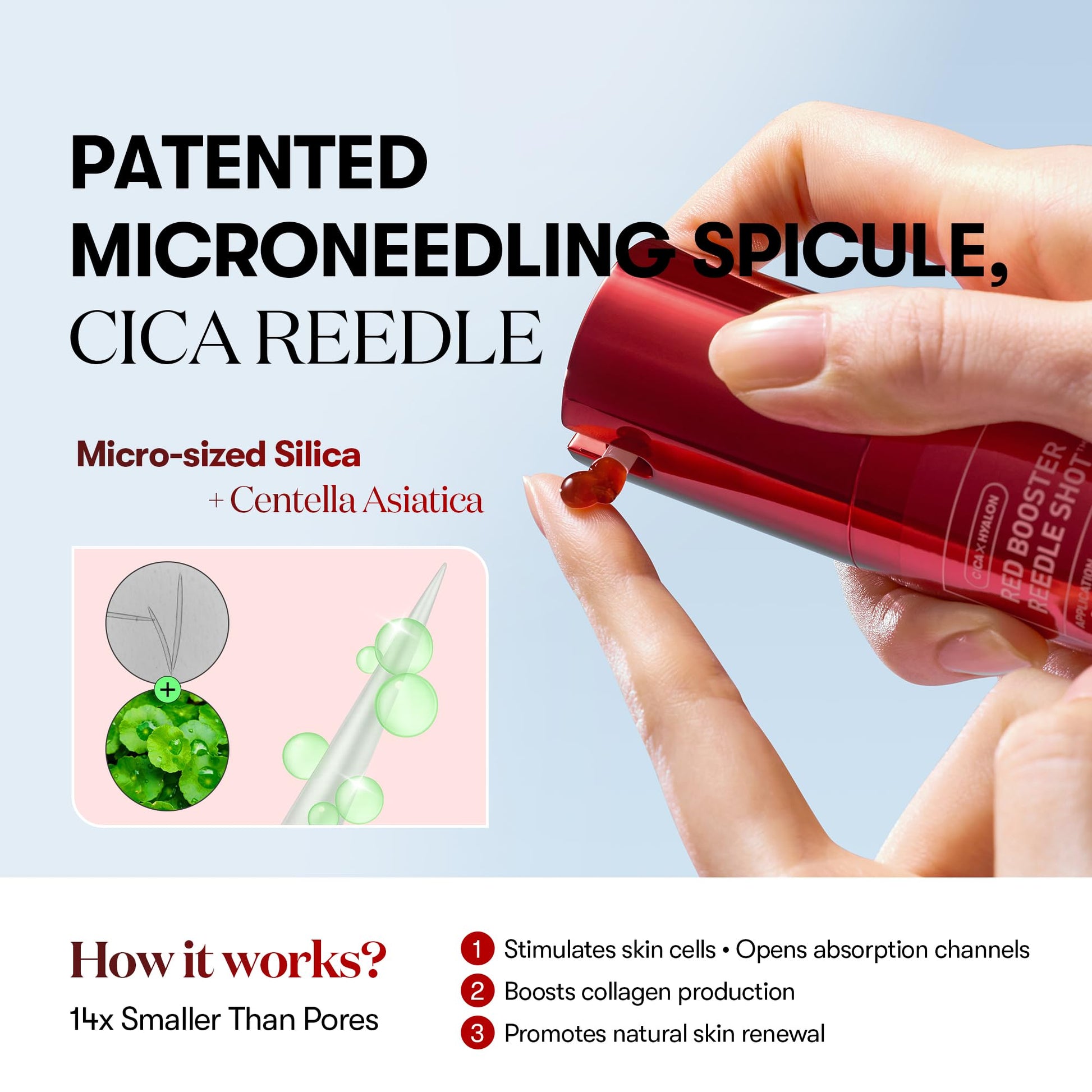 VT COSMETICS Red Booster Reedle Shot 100, Microneedling Serum with Dragon’s Blood, Exosome, Soothing Relief Serum for Irritated, and Sun-Stressed Skin, Scalp Care, Korean Skincare 1.69 fl oz (50ml) - Medaid International