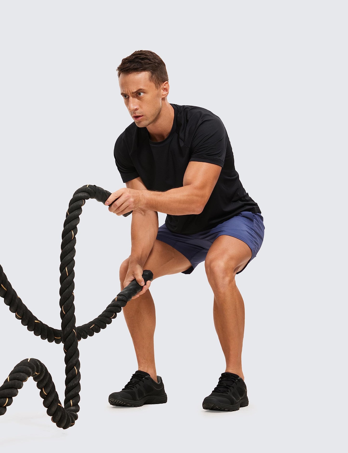 CRZ YOGA Mens Lightweight Athletic T-Shirts Moisture Wicking Running Workout Shirt Short Sleeve Gym Tops Black X-Large - Medaid International