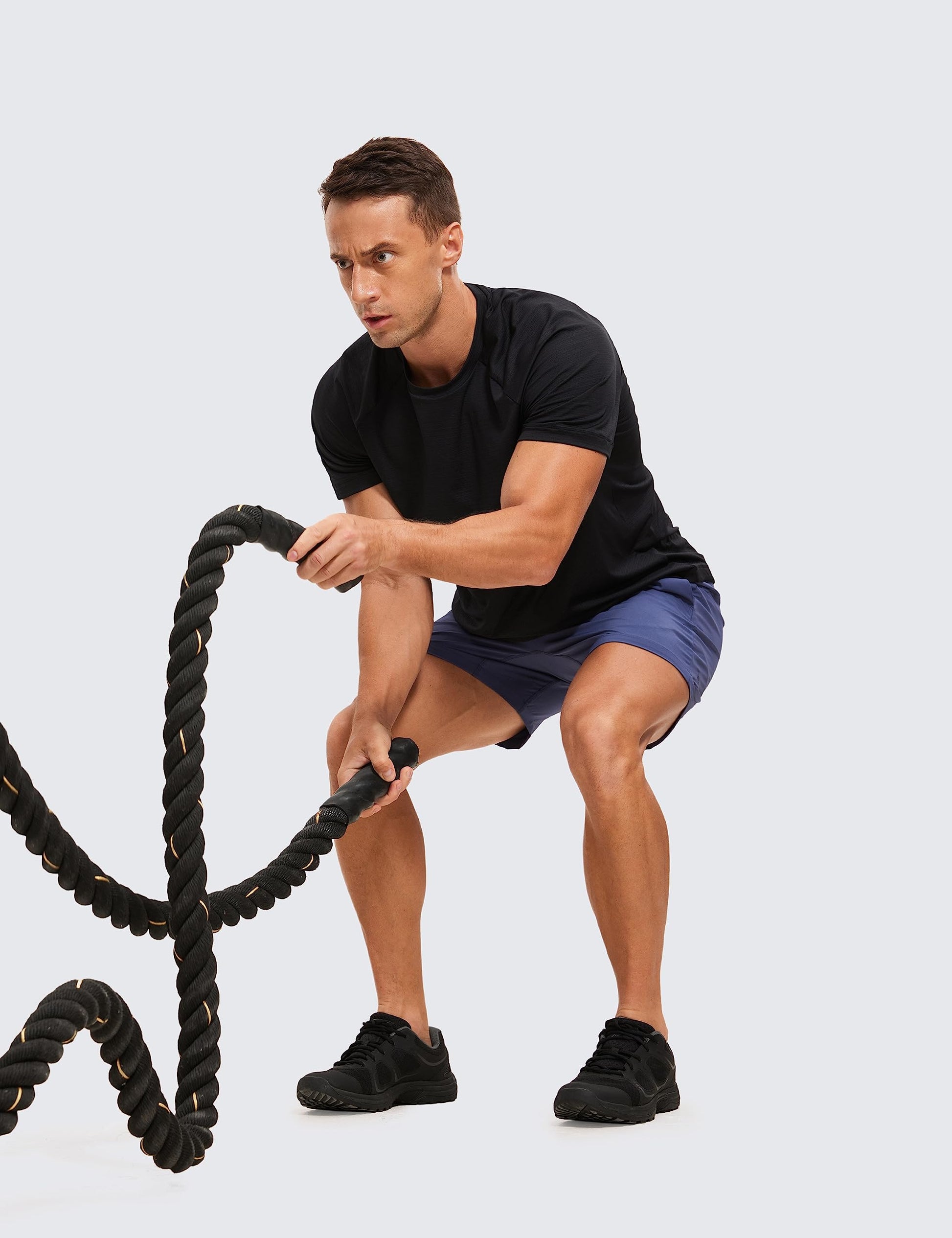 CRZ YOGA Mens Lightweight Athletic T-Shirts Moisture Wicking Running Workout Shirt Short Sleeve Gym Tops Black X-Large - Medaid International