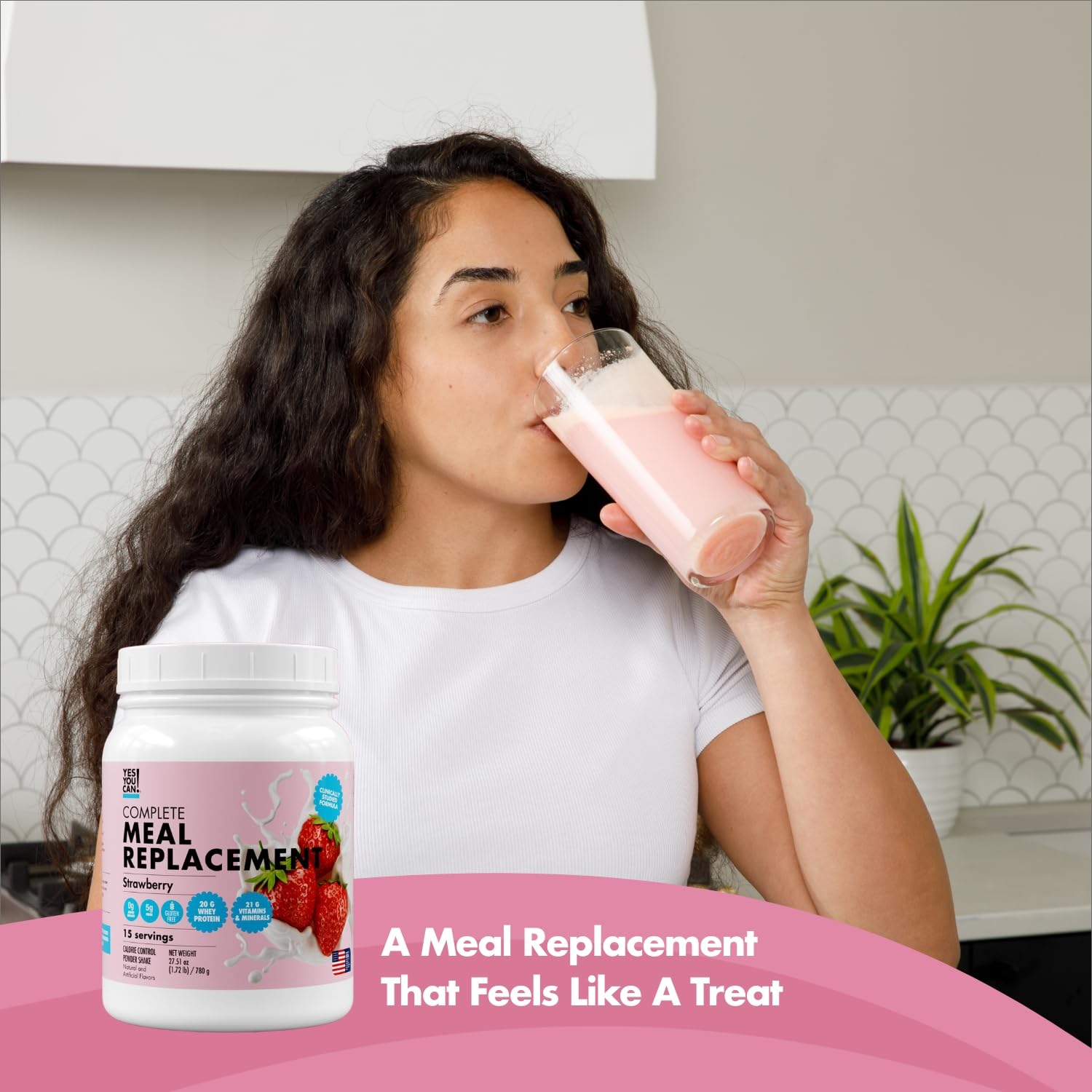 Yes You Can! Meal Replacement Shake - 20G Protein, 5G Fiber, 21 Vitamins & Minerals - Meal Replacement Protein Powder - Complete All-in-One Nutrition - 15 Servings (Strawberry) - Medaid International