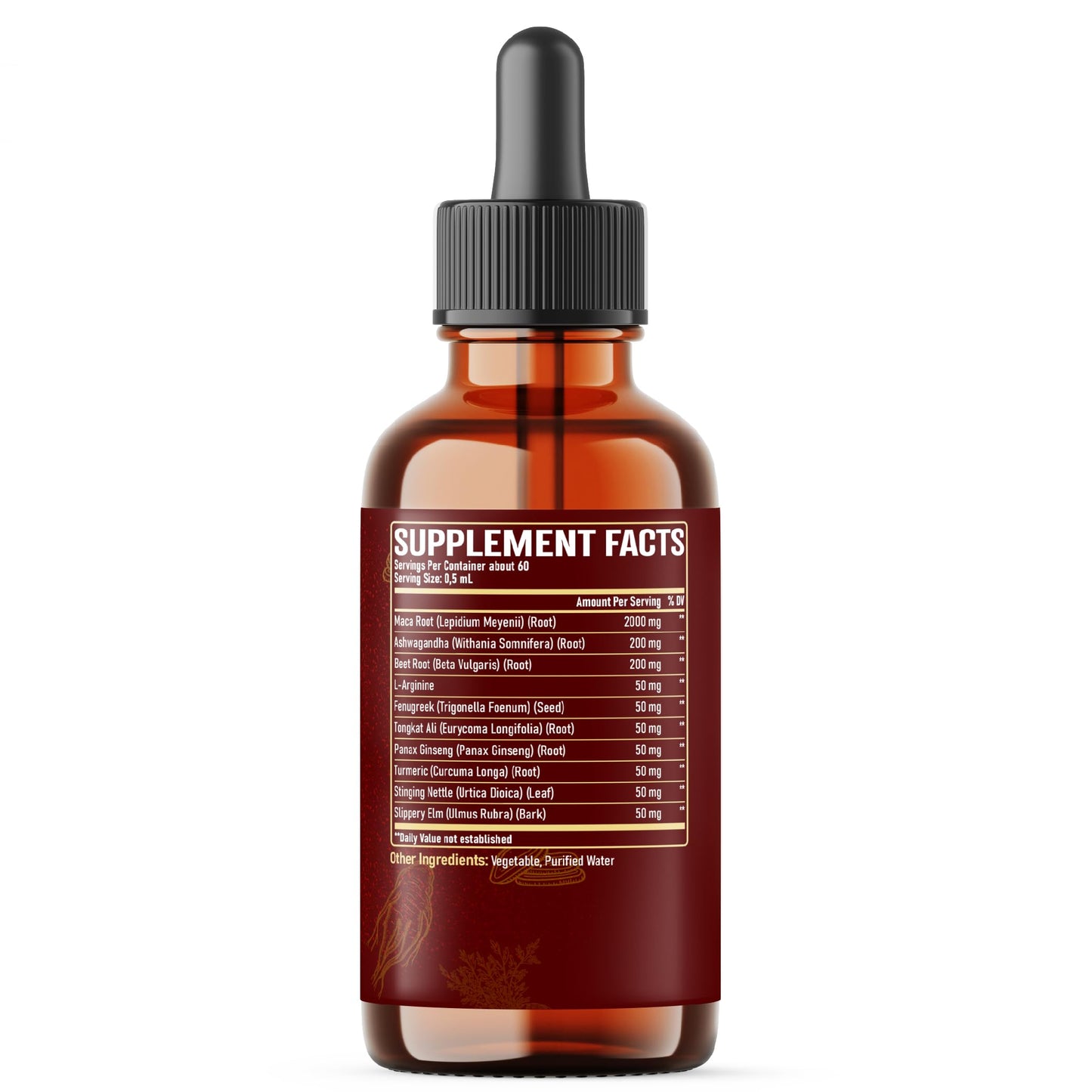 NUQIIT 10in1 Maca Root Liquid Drops with Ashwagandha, Fenugreek, Beet Root and L-Arginine Liquid for Women and Men - 1 FL Oz - 60 Day Supply - Medaid International