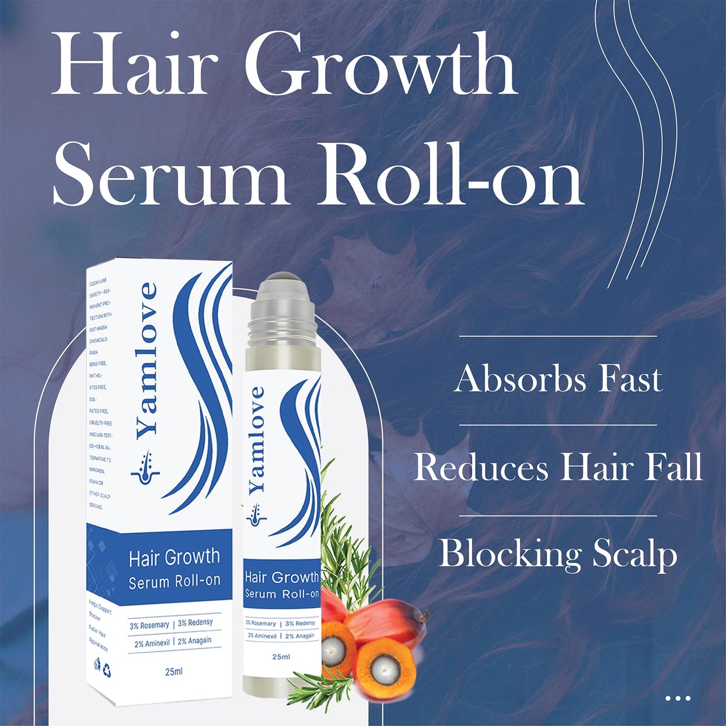 Rosemary Hair Growth Serum, 25ml, with Redensyl and Anagain, Roll-On, Reduces Hair Fall, For All Hair Types (1) - Medaid International