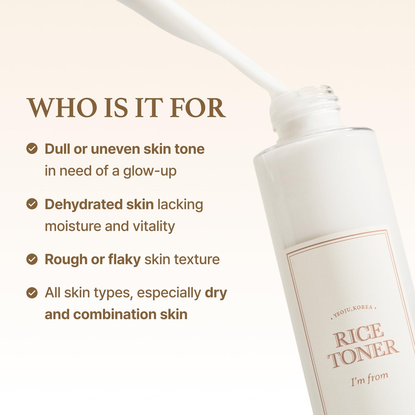 I'm from Rice Toner, Milky Toner for Glowing Skin, Korean Rice, Glow Essence with Niacinamide, Hydrating for Dry, Dull, Combination Skin, Vegan, Fragrance Free, Glass Skin 5.07 Fl Oz - Medaid International