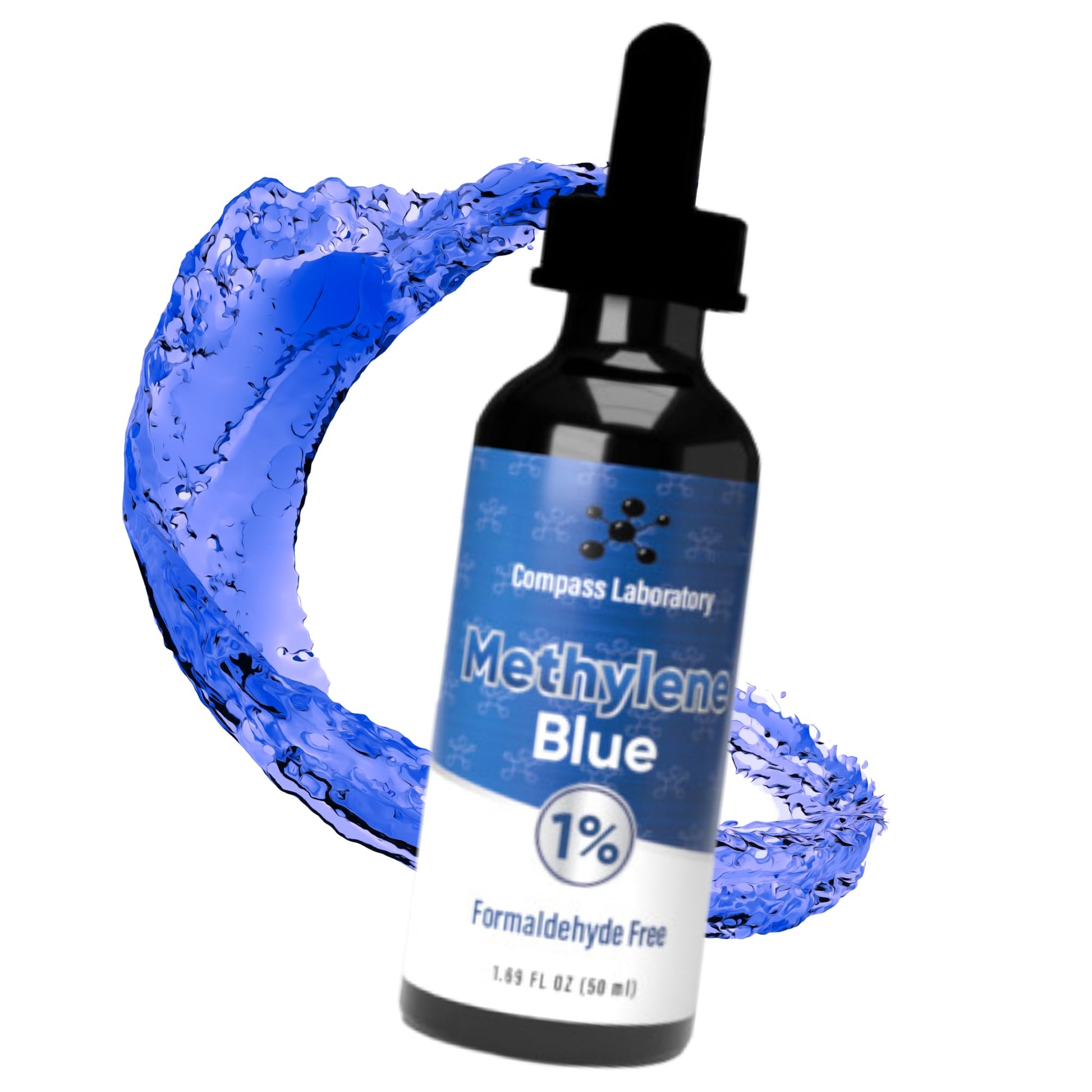 COMPASS LABORATORY Methylene Blue Pharmaceutical Grade, USP Grade, Third-Party Tested Dietary Supplement for Humans, No Formaldehyde, Made in USA (1% 50ml Bottle) - Medaid International