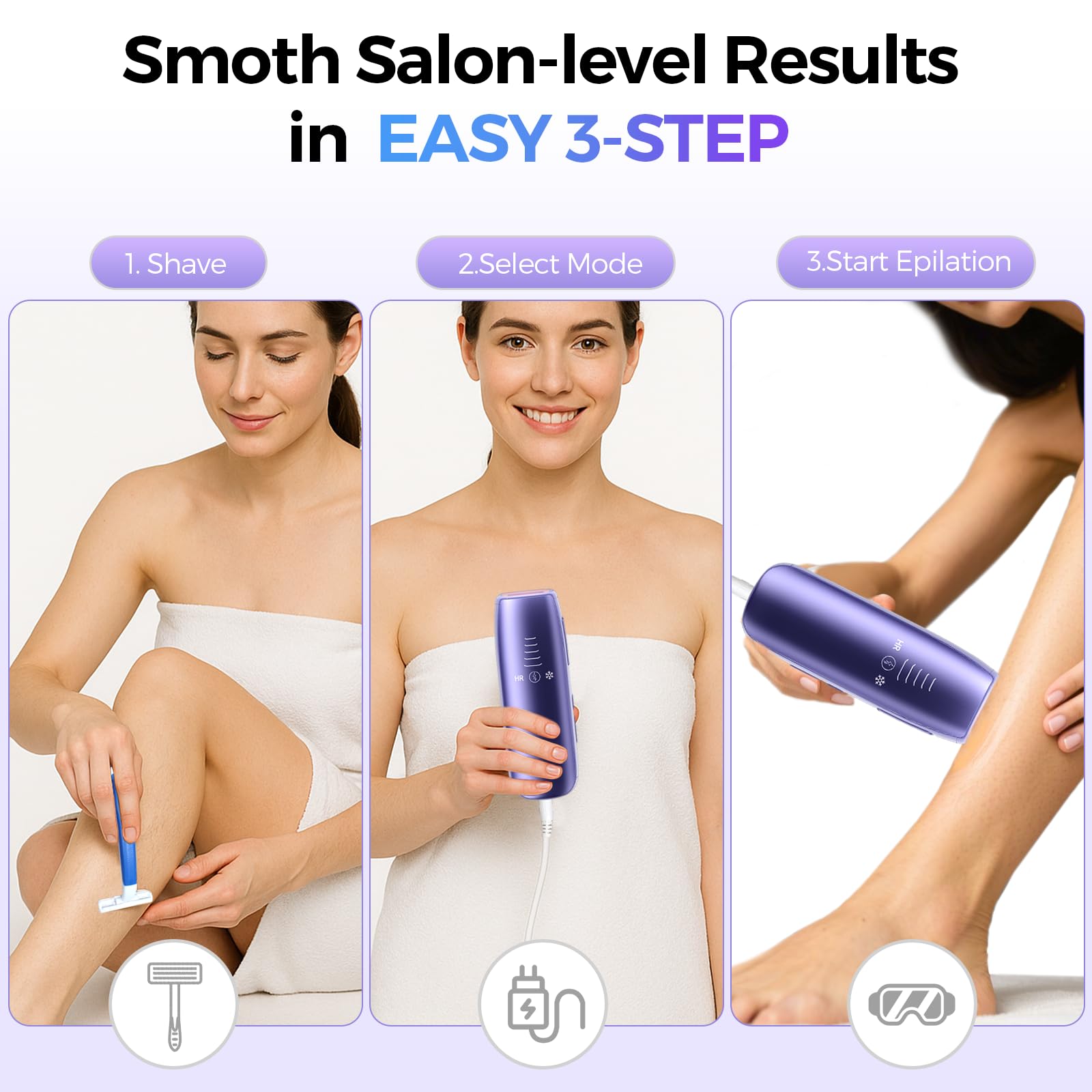 Laser Hair Removal with 5℃ Ice Cooling, Painless IPL Laser Hair Removal Device for Women & Men, 999,999 Flashes, 5 Levels, 2 Modes, Permanent At-Home Hair Removal for Face & Body, with 3 in 1 Set - Medaid International