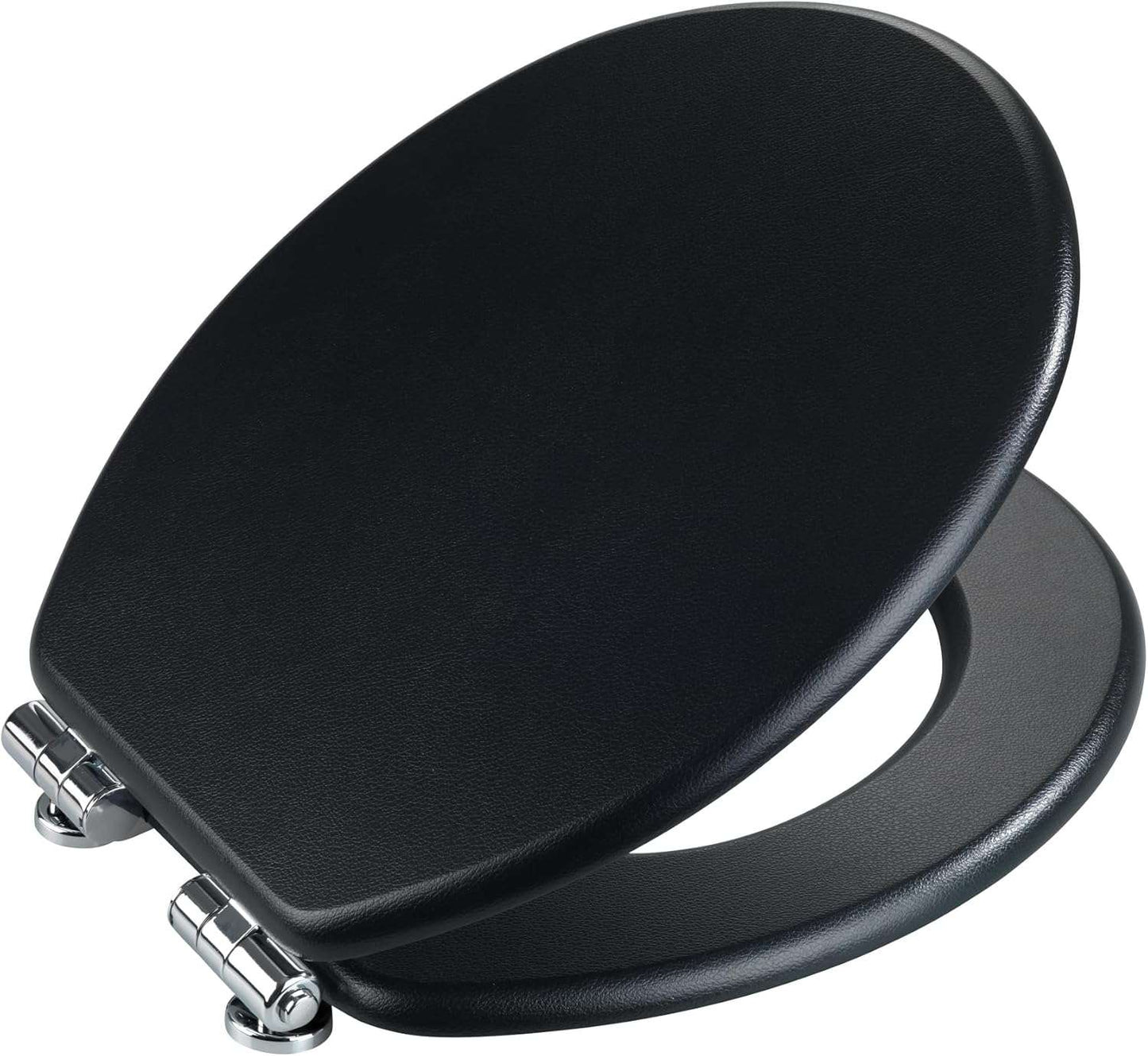 Black Toilet Seat in Leather look with Soft-Close Mechanism By Wenko.de