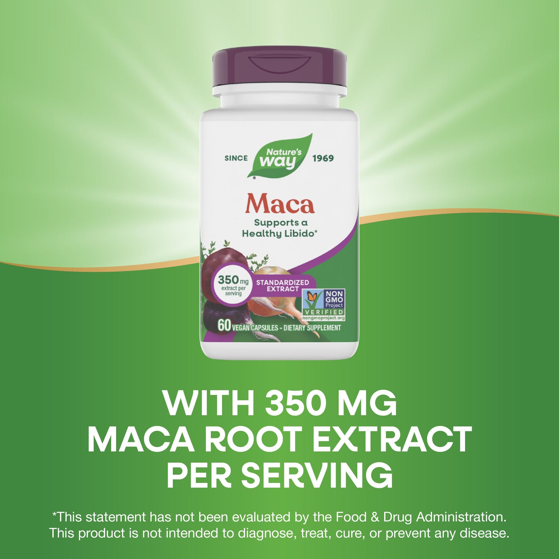 Nature's Way Maca Standardized Extract, Supports a Healthy Libido*, Standardized to 0.6% Glucosinolates, Non-GMO Project Verified, 60 Vegan Capsules (Packaging May Vary) - Medaid International