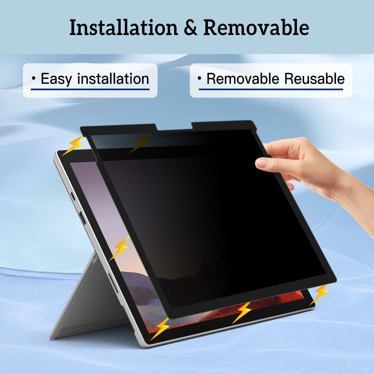 TERRIFI Privacy Screen for Surface Pro 11, Compatible with 13" Microsoft Surface Pro 11 (2024), Pro 9 (2022), Pro 8 (2021), Pro X, Removable Anti-Spy, Anti-Glare, Anti-Blue Light Protector