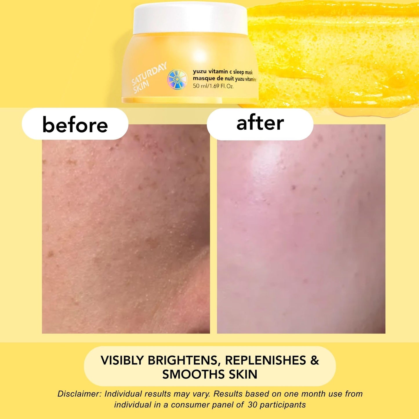 Saturday Skin Yuzu Vitamin C Overnight Sleep Mask Regenerist Retinol Ultra Rich Face Moisturizer Cream Smooth Skin and Reduce Wrinkles Ideal for All Skin Types - Medaid International