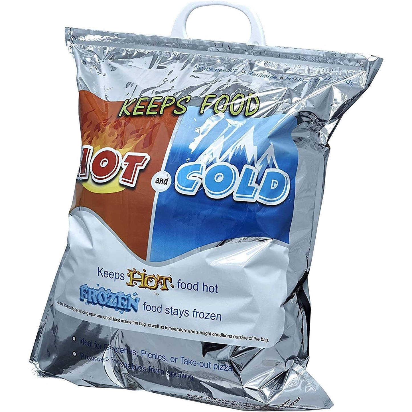 N.HOUSE Keeps Hot and Cold Bag, Reusable Insulated Bag Food Storage for Frozen Items & Hot Items Including Lunch Bags & Grocery Shopping Bags Reinforced Heavy Duty, Size 49x41cm, Silver, CB 3115 - Medaid International
