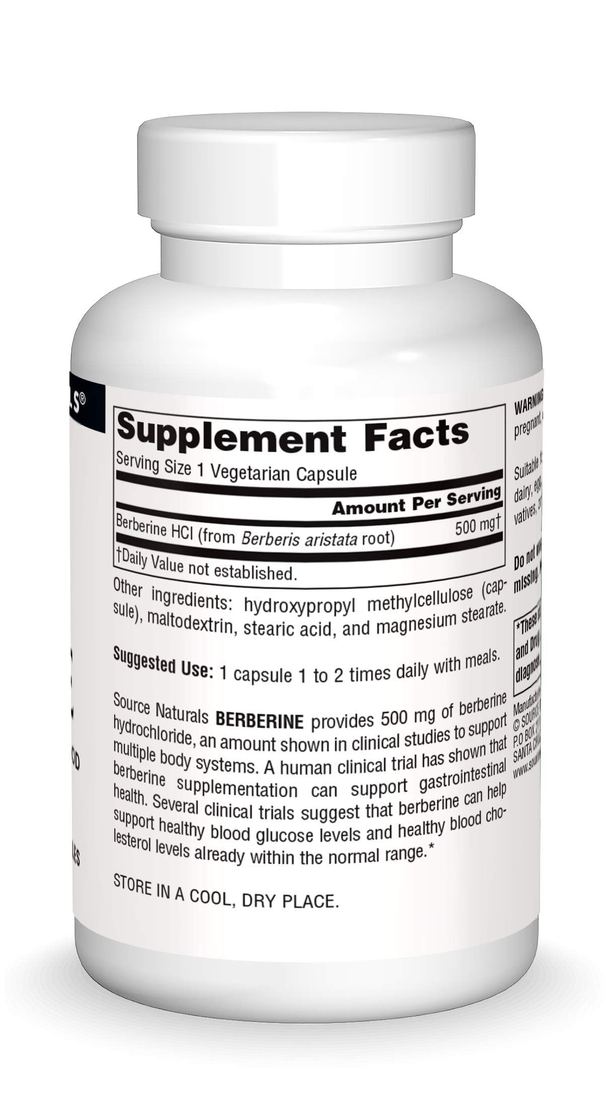 Source Naturals Berberine Vegetable Capsule, for Gastrointestinal Support* - 60 Vegetarian Capsules - Medaid International